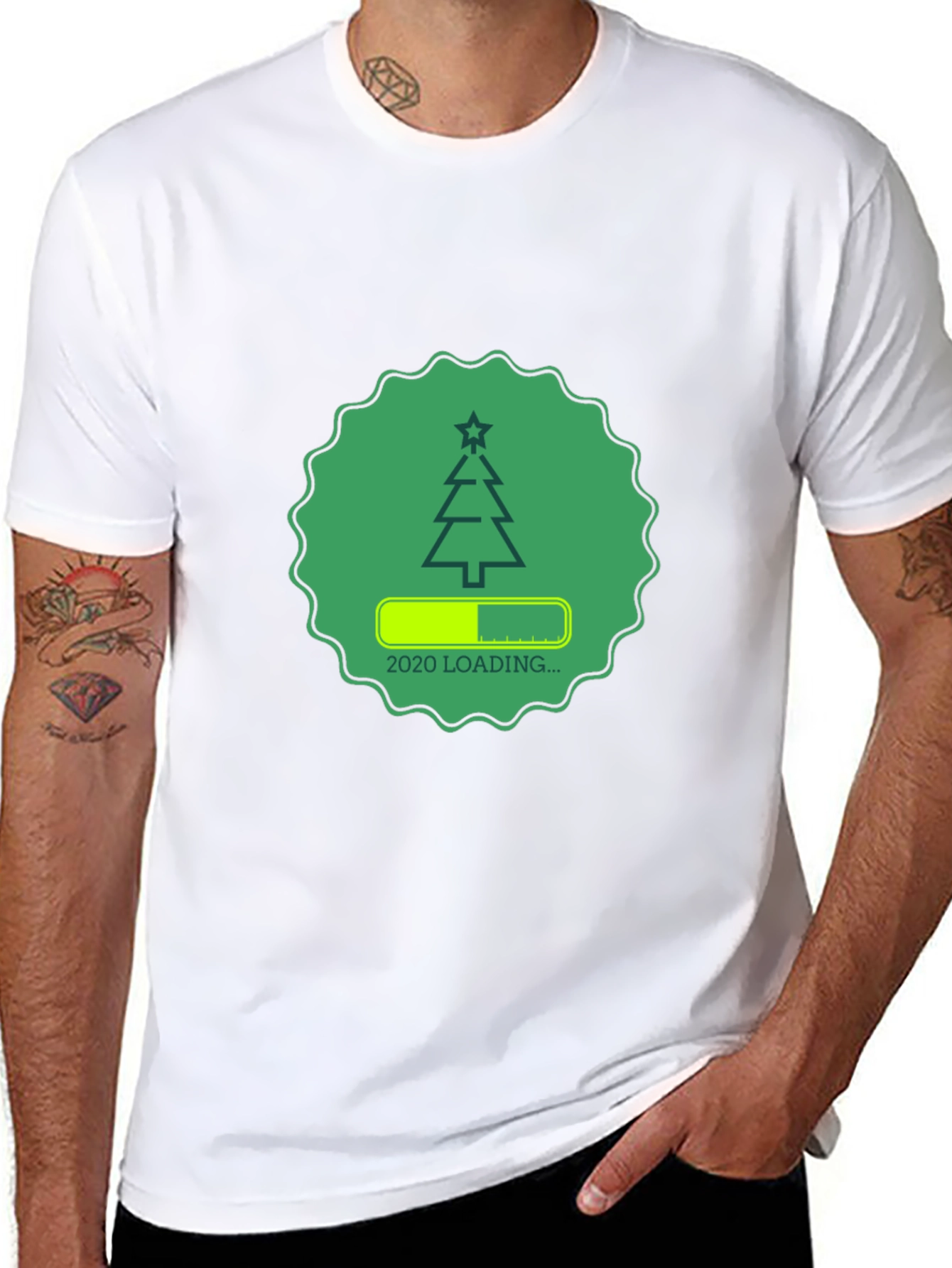 Christmas Loading Graphic Tee - Black Cotton Shirt