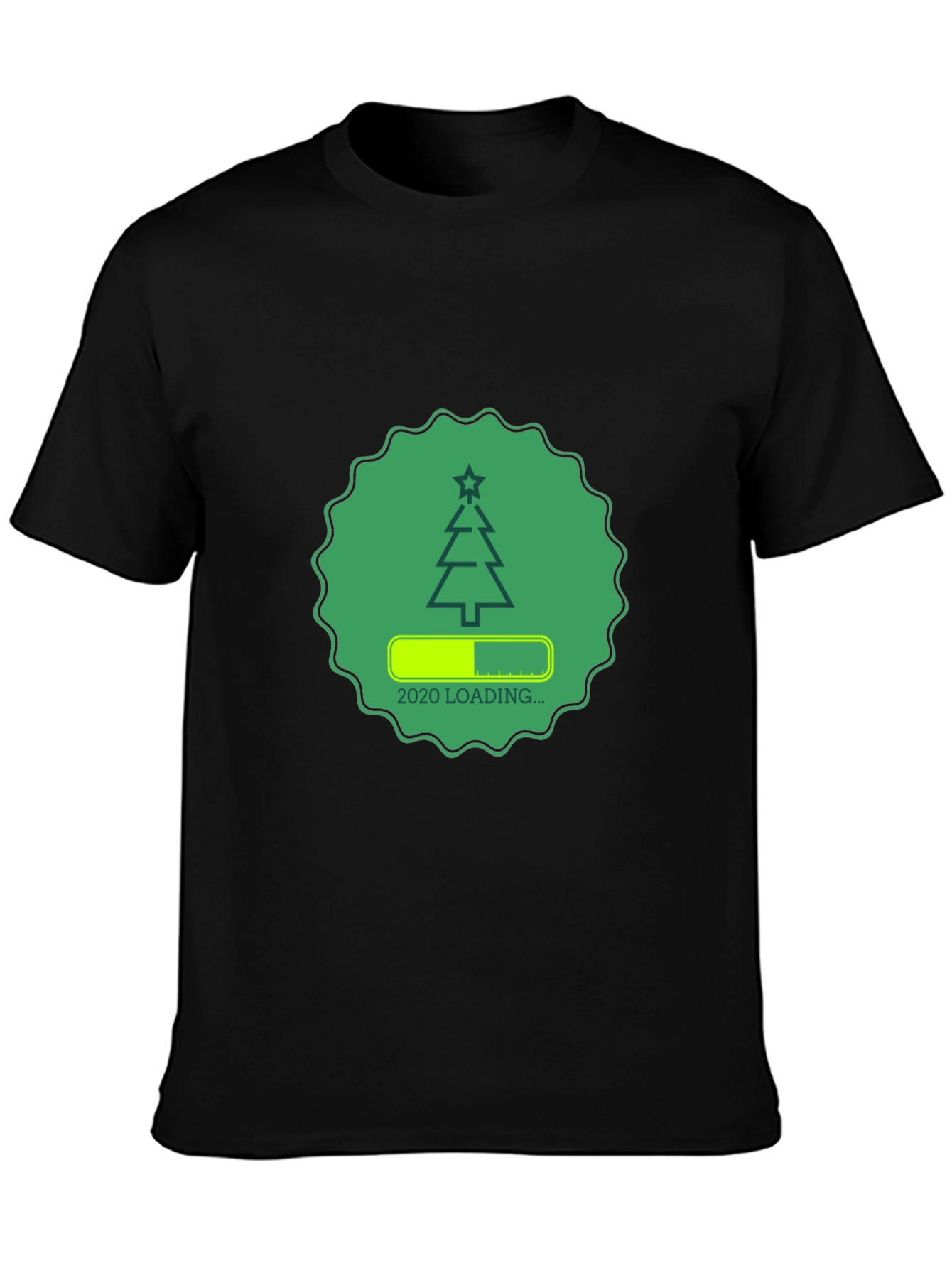 Christmas Loading Graphic Tee - Black Cotton Shirt