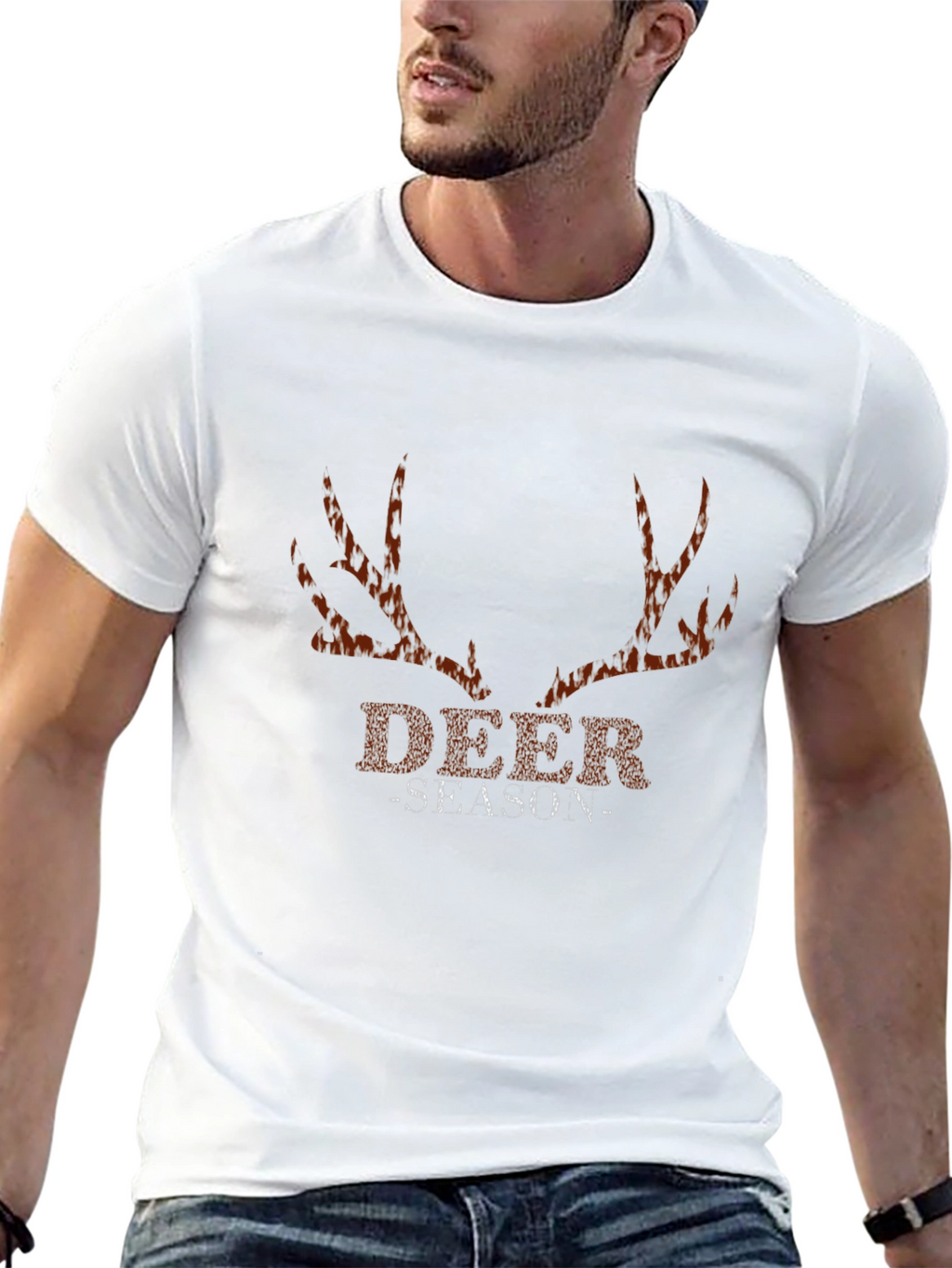 Deer Season Graphic Print Black T-Shirt