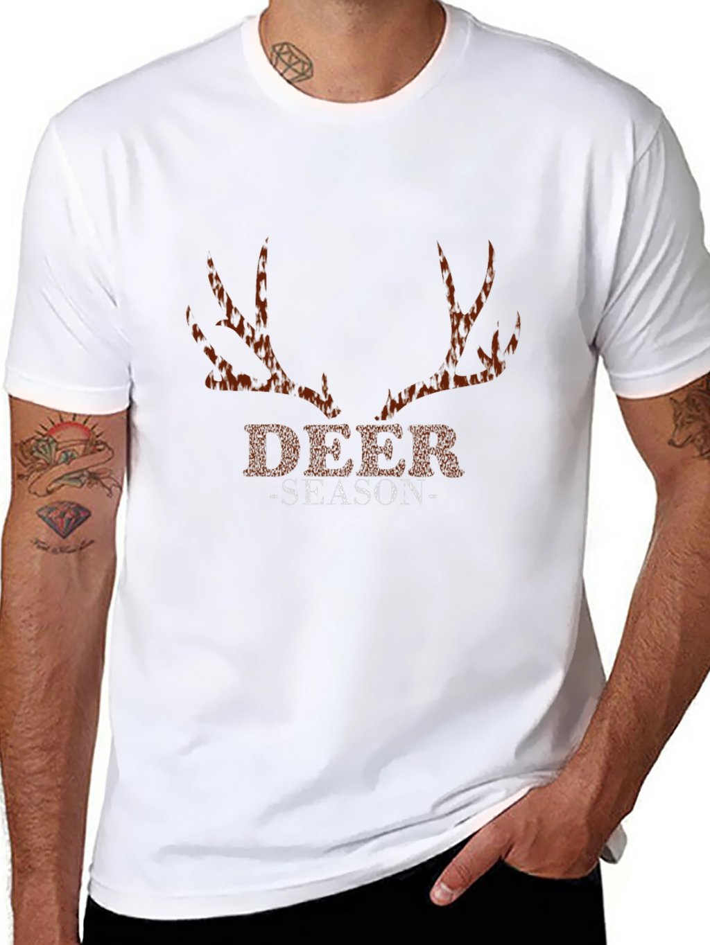 Deer Season Graphic Print Black T-Shirt
