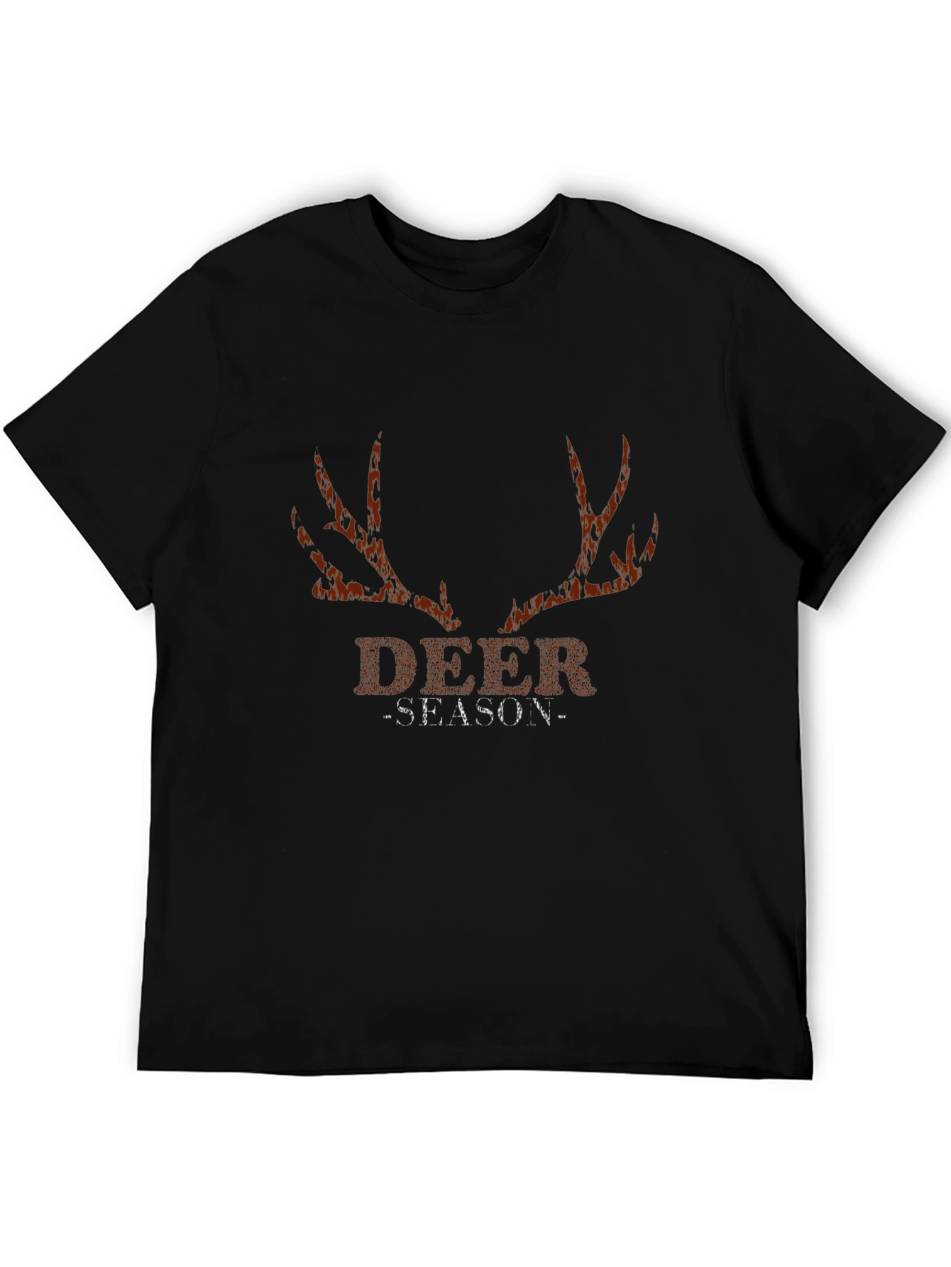 Deer Season Graphic Print Black T-Shirt