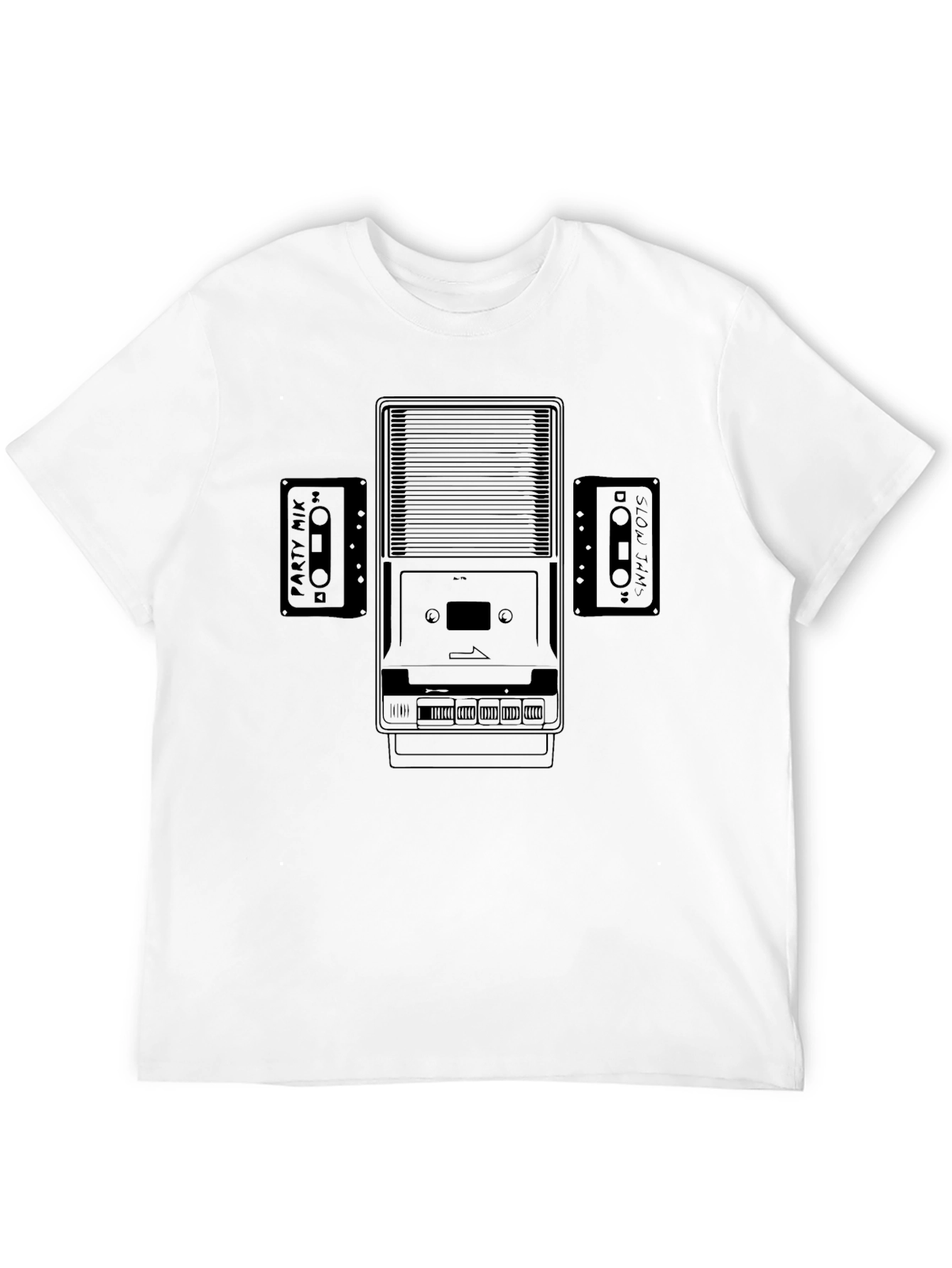 Retro Cassette Player Graphic T-Shirt - Classic Music Style