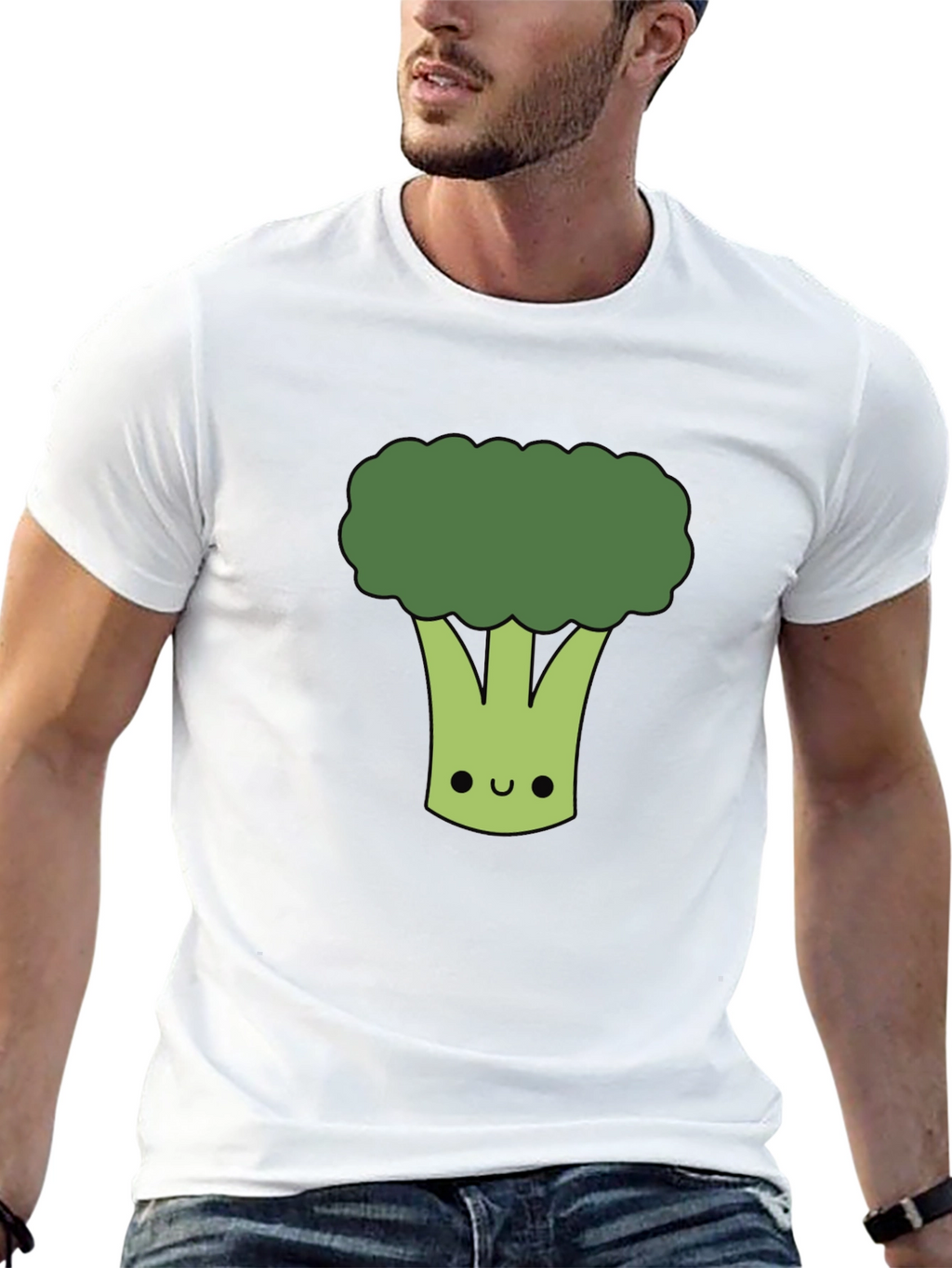 Cute Broccoli Graphic T-Shirt - Black