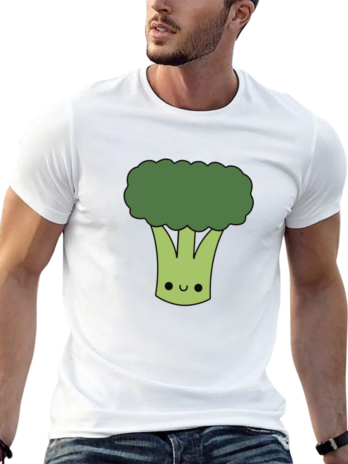 Cute Broccoli Graphic T-Shirt - Black