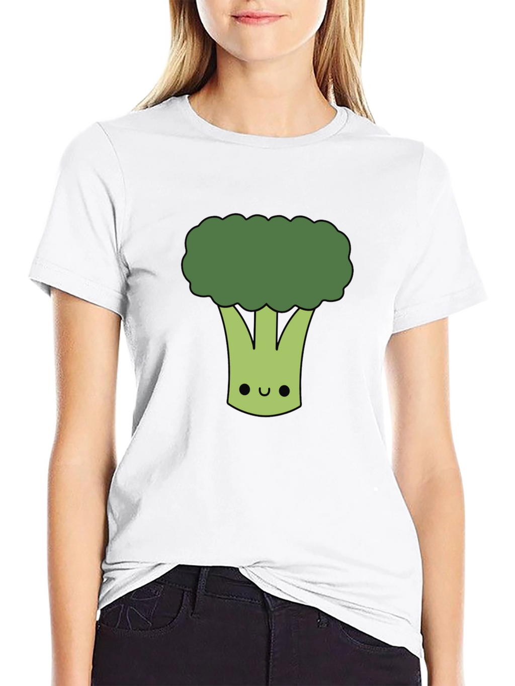 Cute Broccoli Graphic T-Shirt - Black