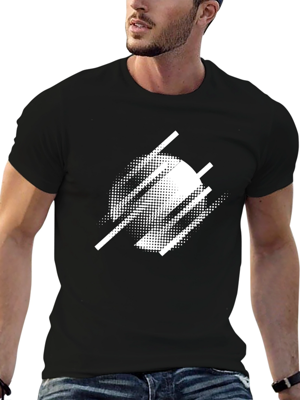 Modern Abstract Graphic Tee - Black