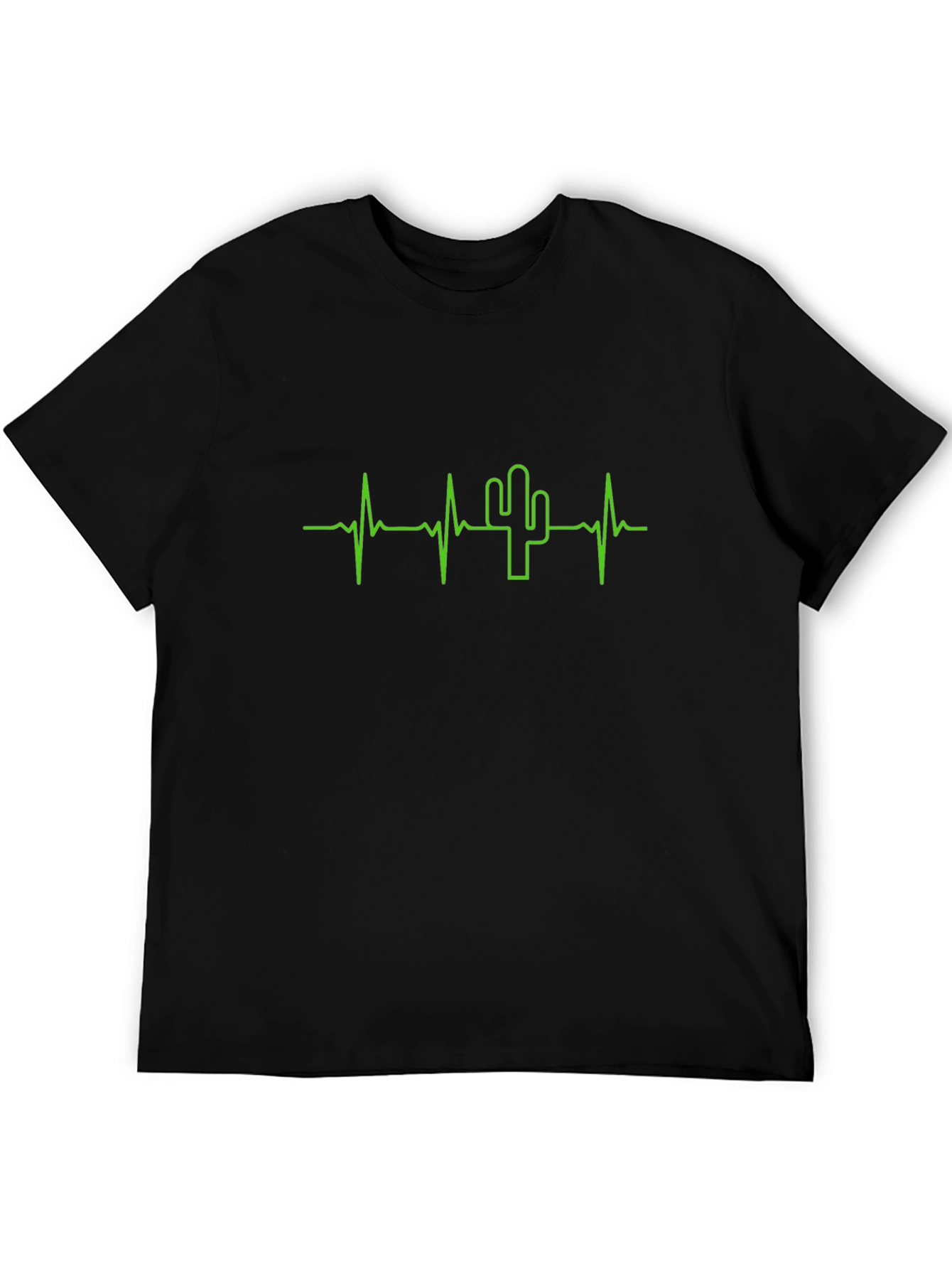 Cactus Heartbeat Graphic T-Shirt - Black Cotton Tee