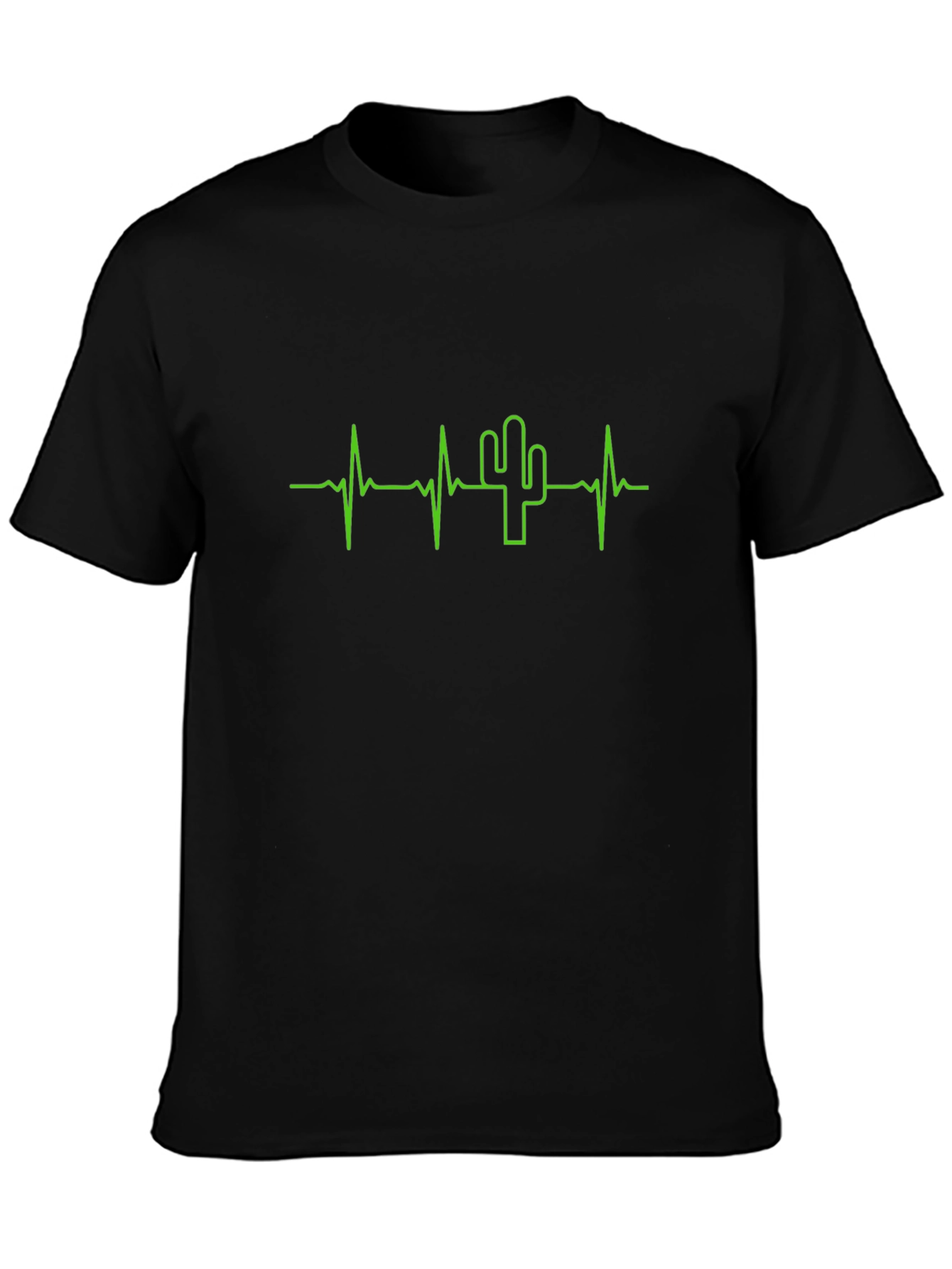 Cactus Heartbeat Graphic T-Shirt - Black Cotton Tee