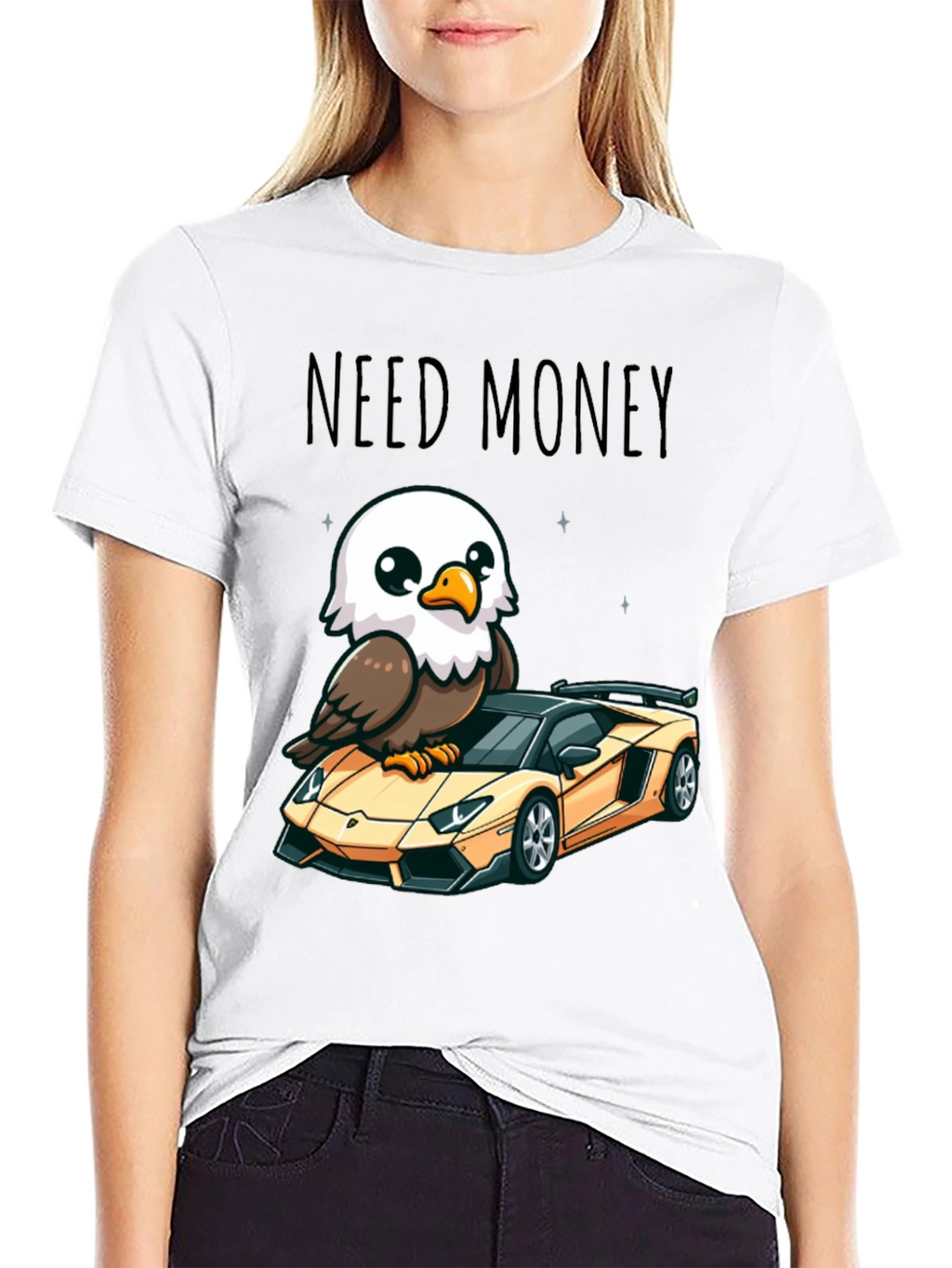 Need Money Eagle Car Graphic T-Shirt