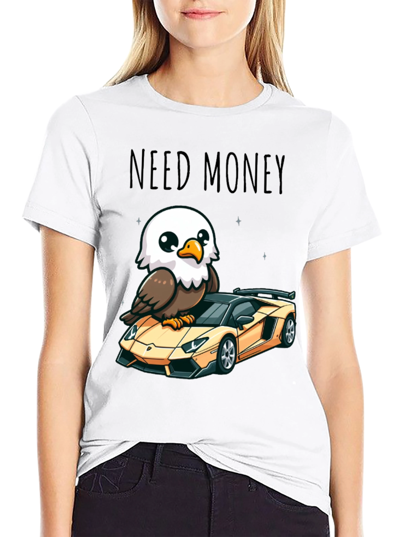 Need Money Eagle Car Graphic T-Shirt