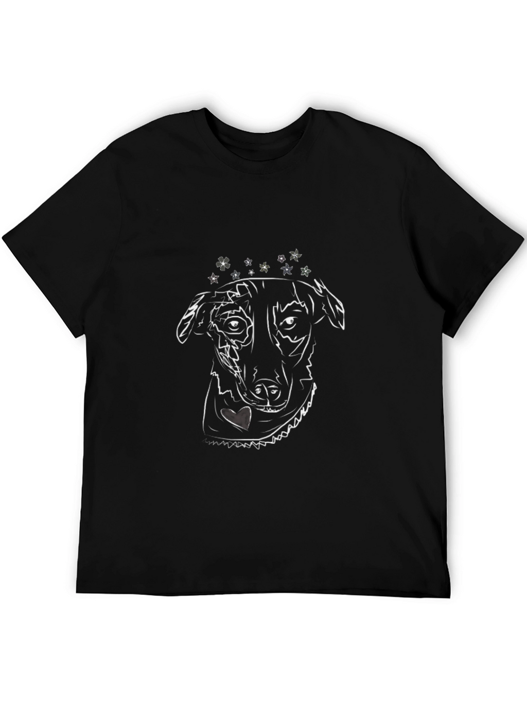 Dog Line Art Black T-Shirt