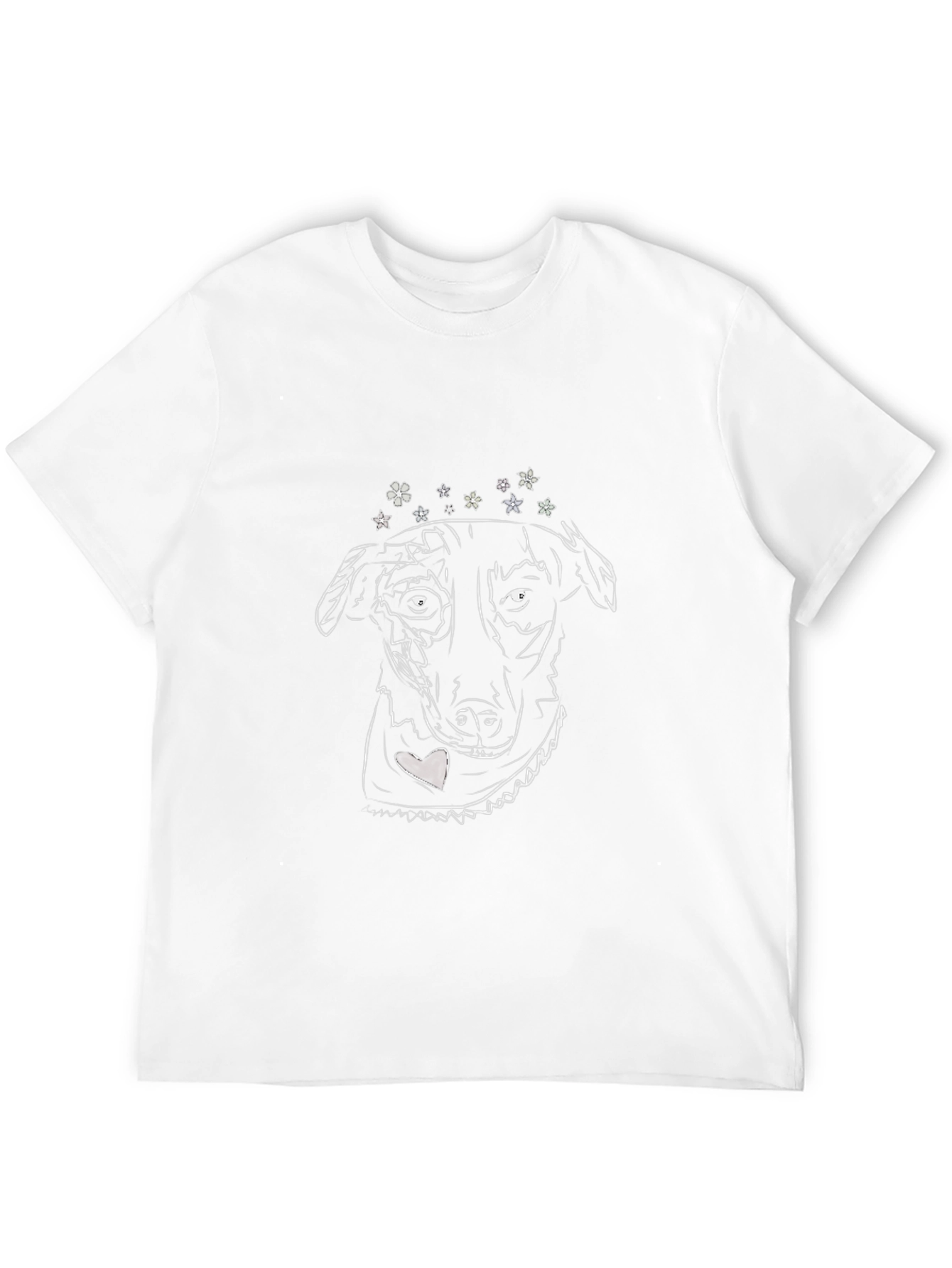 Dog Line Art Black T-Shirt