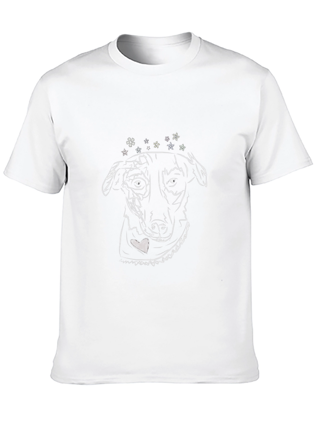 Dog Line Art Black T-Shirt