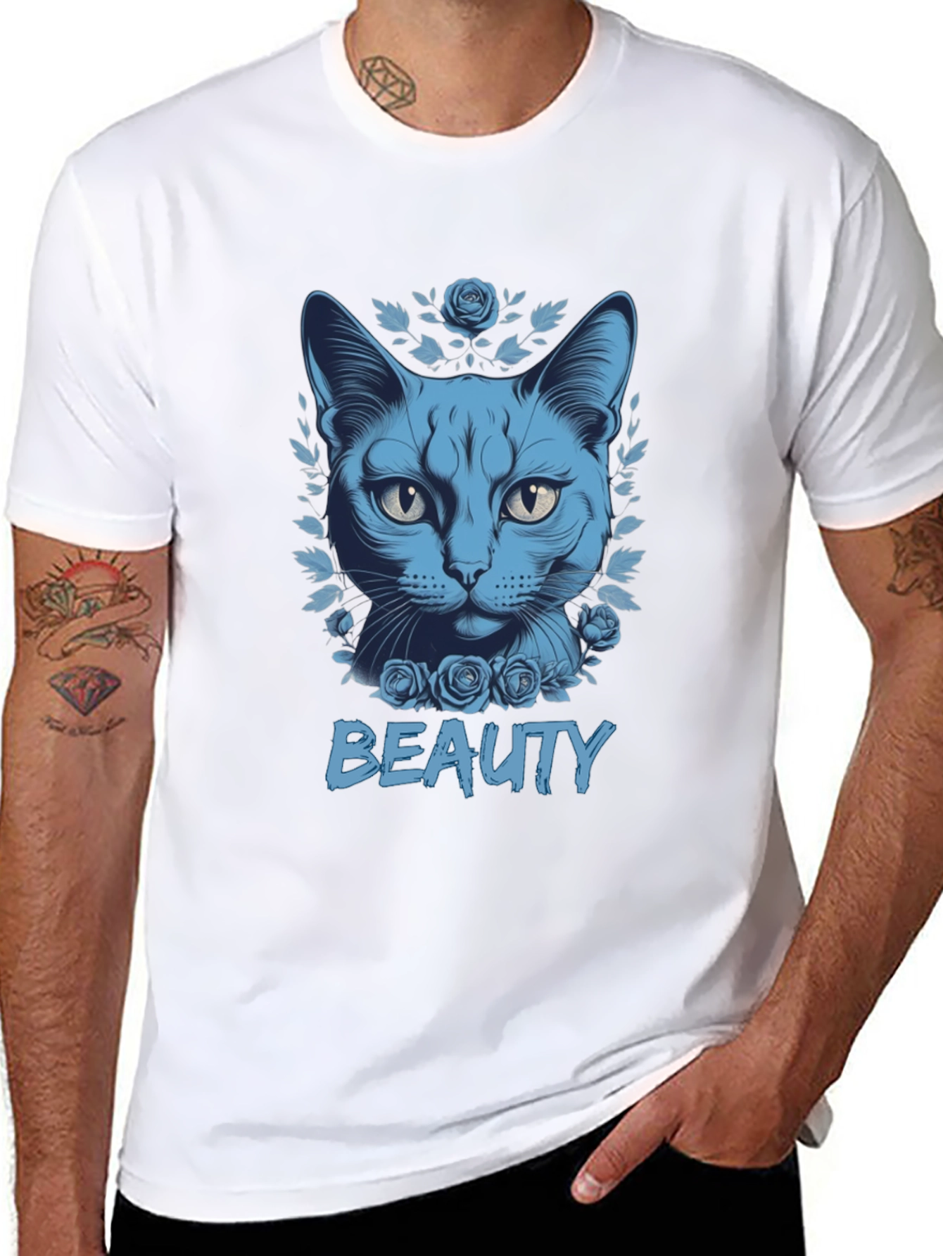 Beauty Cat Graphic Tee - Soft Cotton Blend