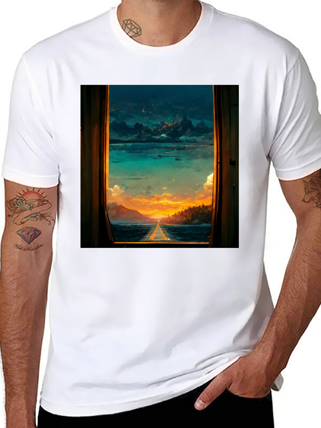 Sunset Window View Graphic T-Shirt