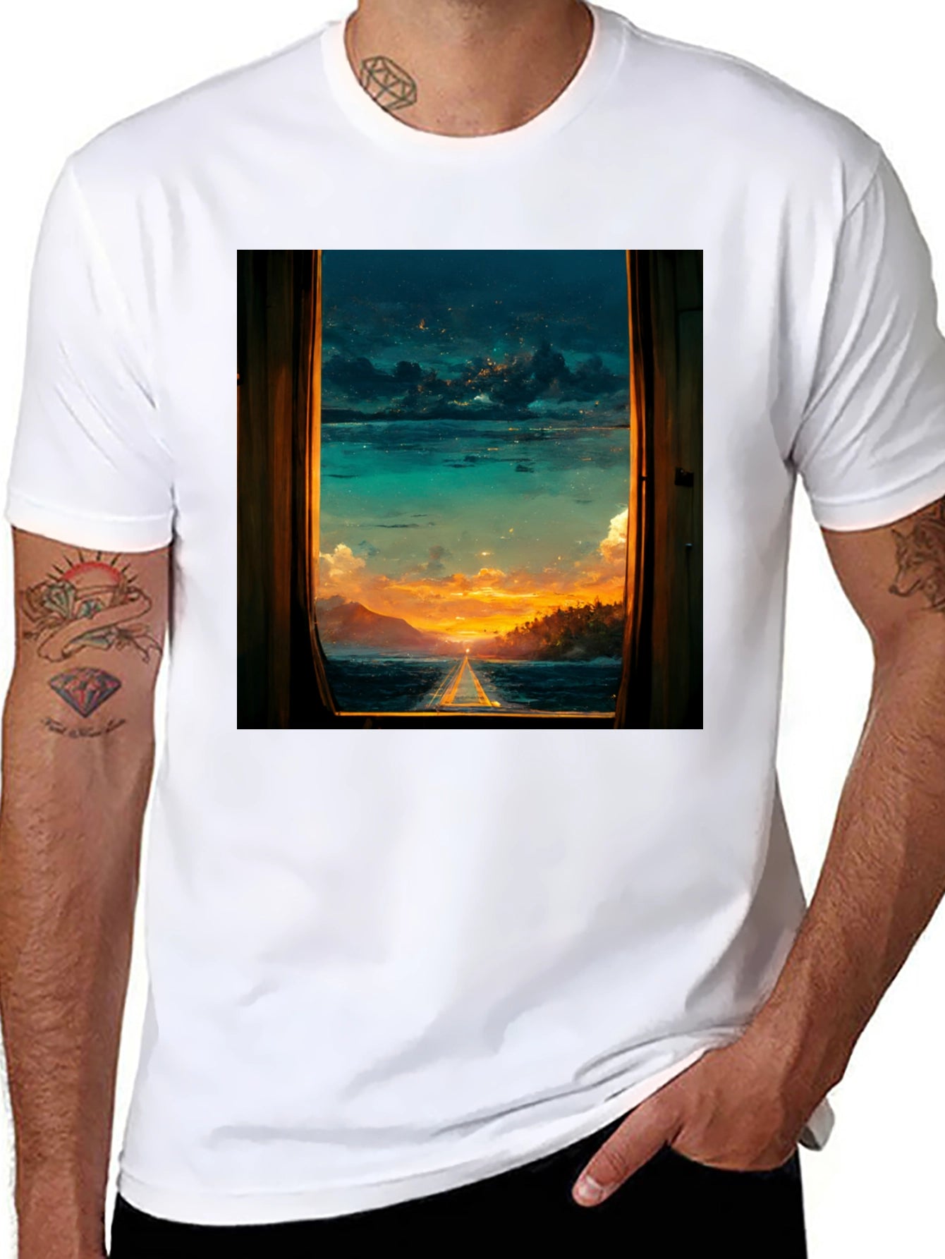 Sunset Window View Graphic T-Shirt