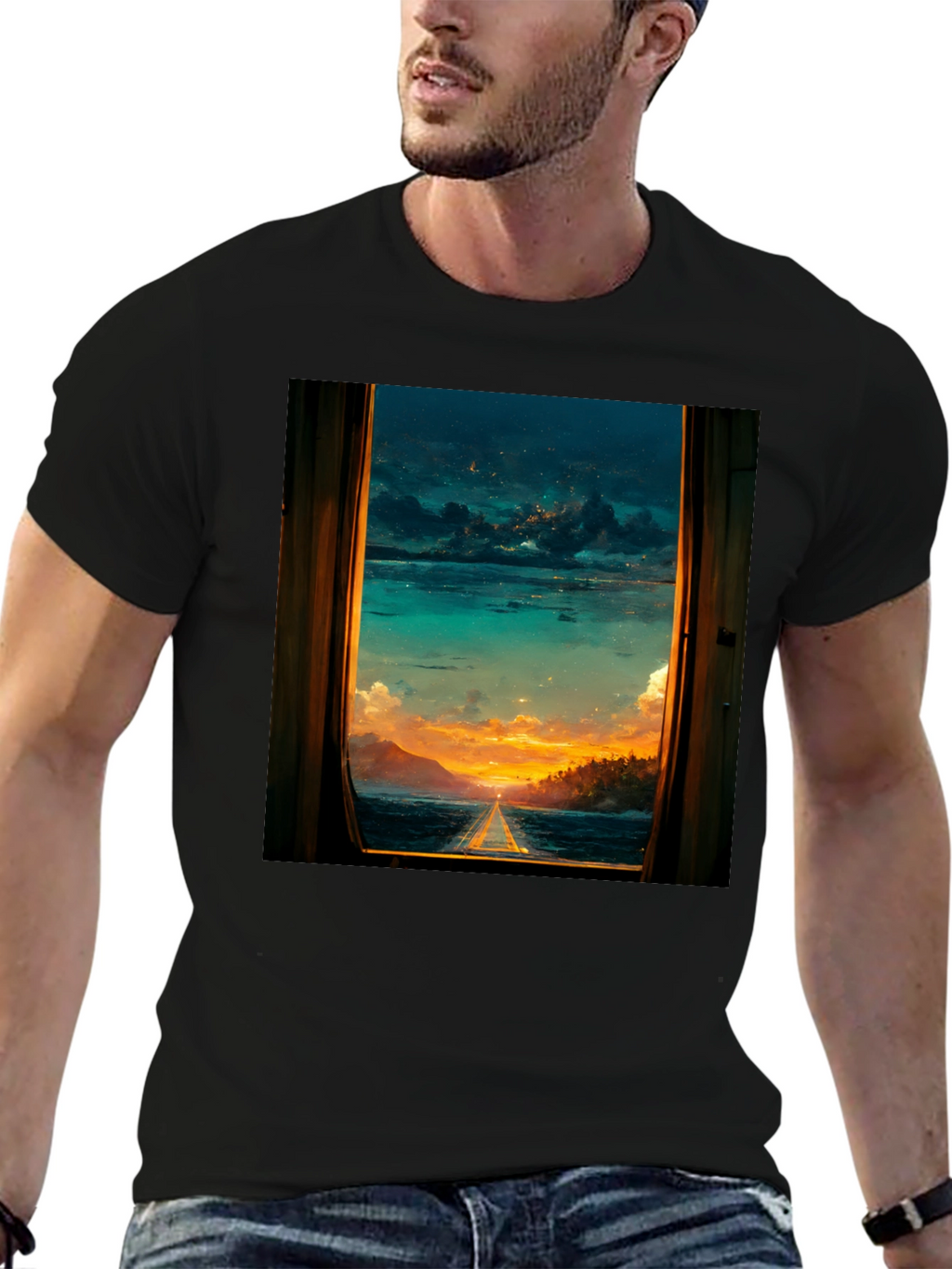 Sunset Window View Graphic T-Shirt