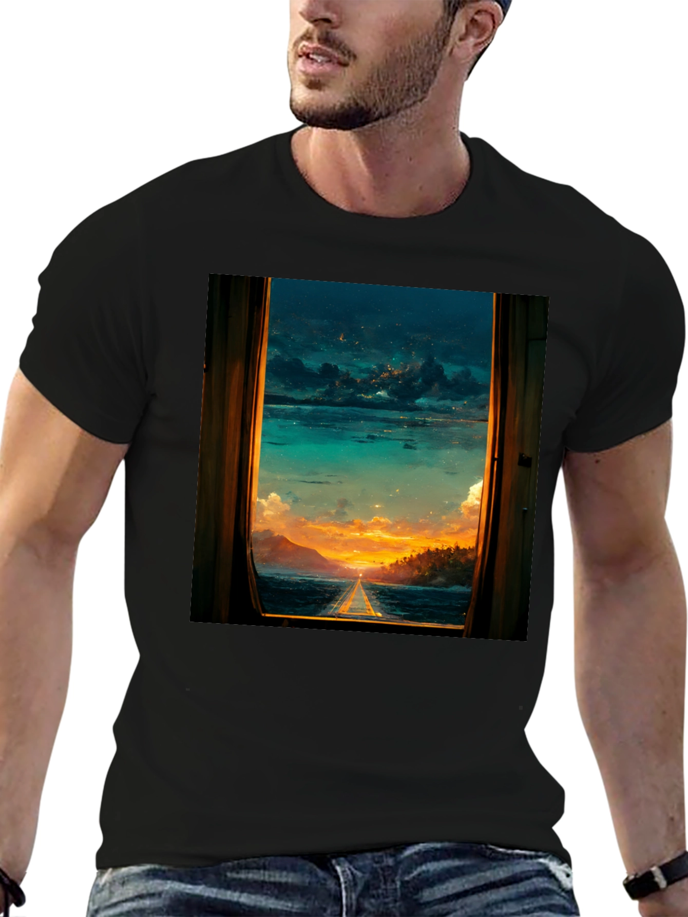 Sunset Window View Graphic T-Shirt