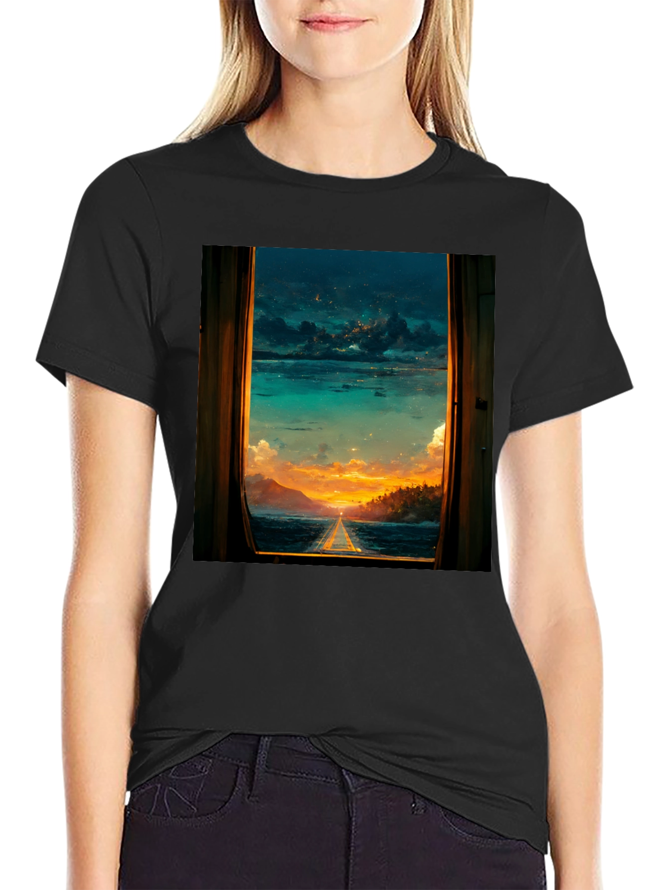 Sunset Window View Graphic T-Shirt