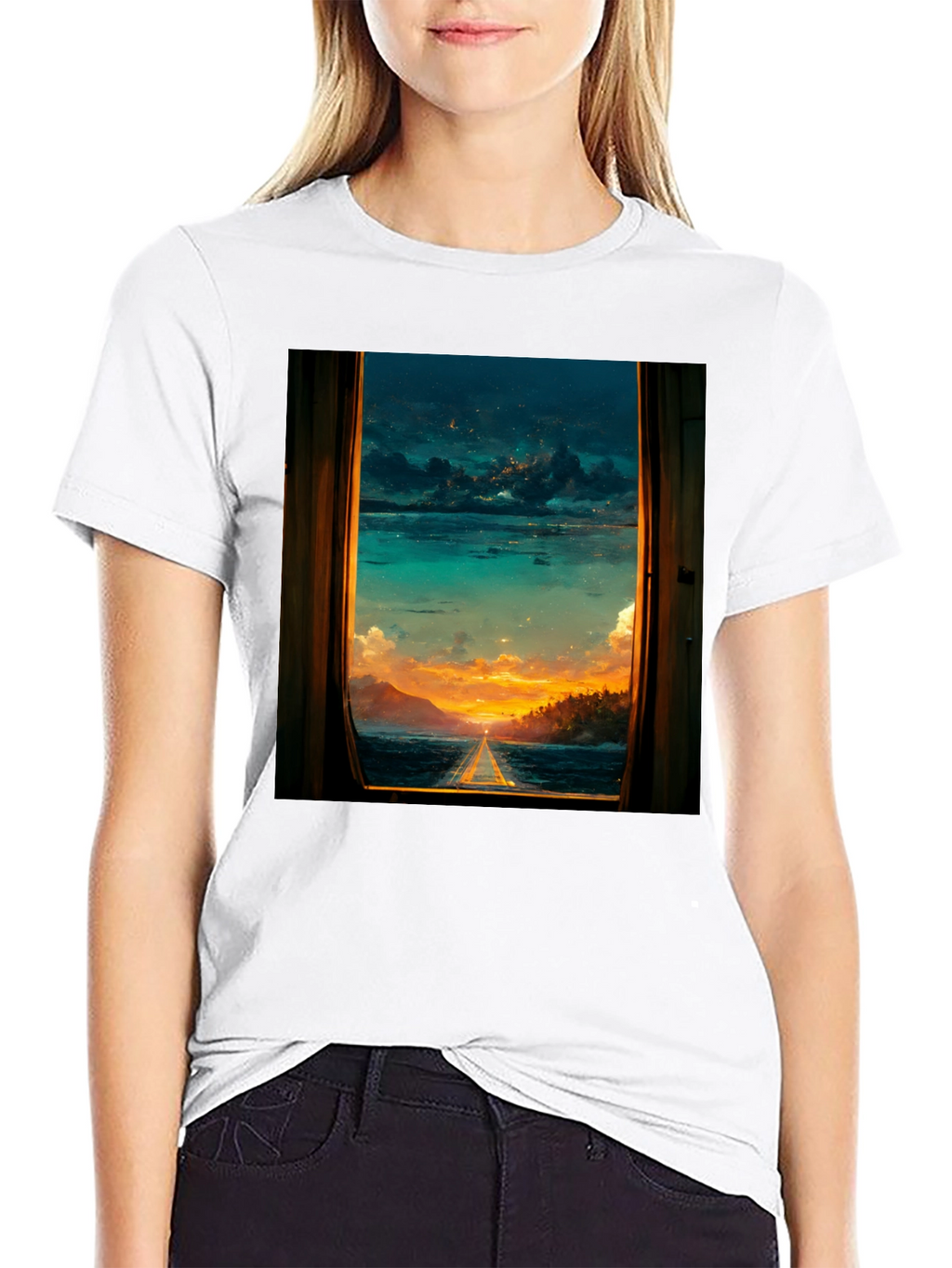 Sunset Window View Graphic T-Shirt
