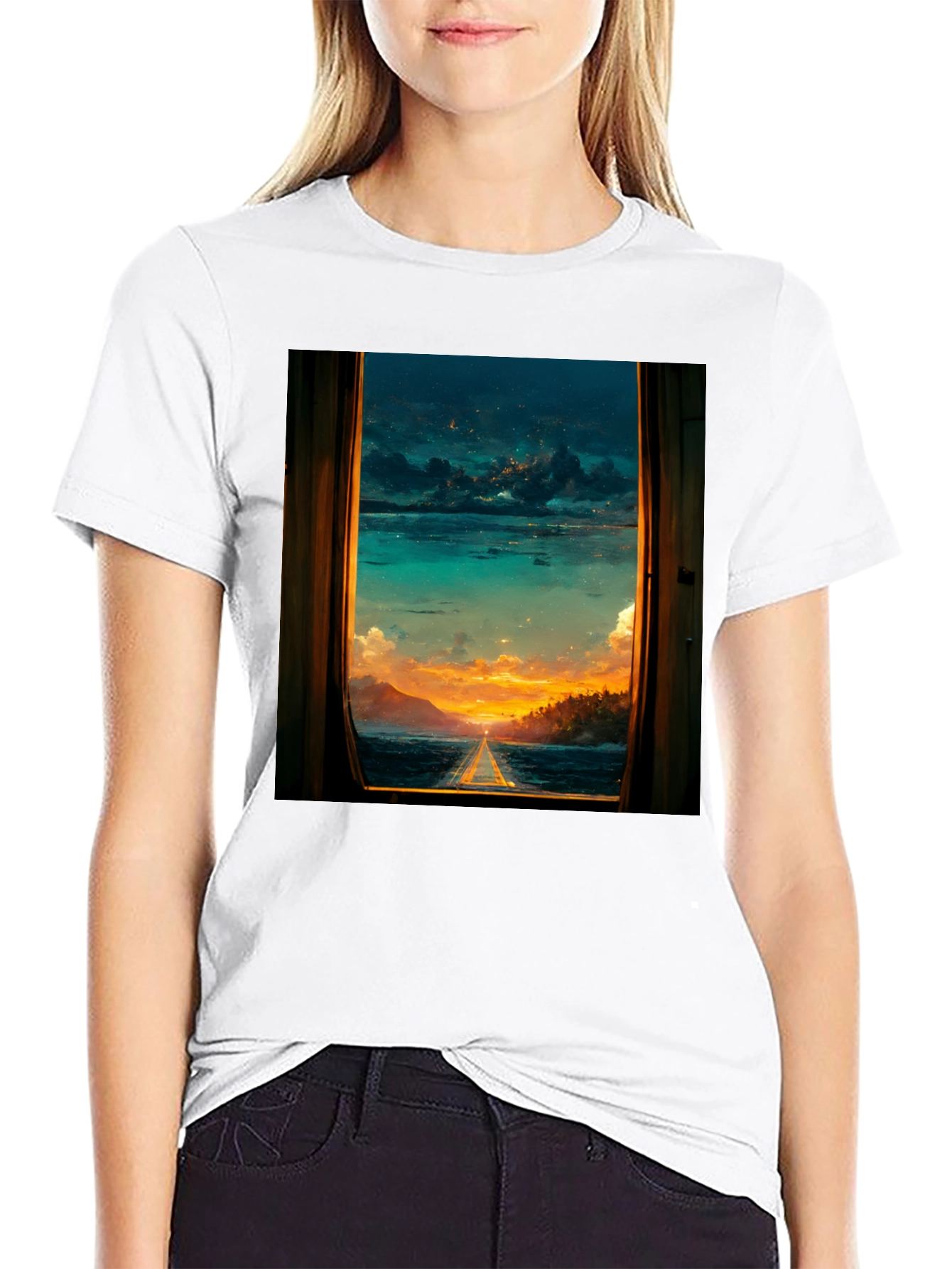 Sunset Window View Graphic T-Shirt