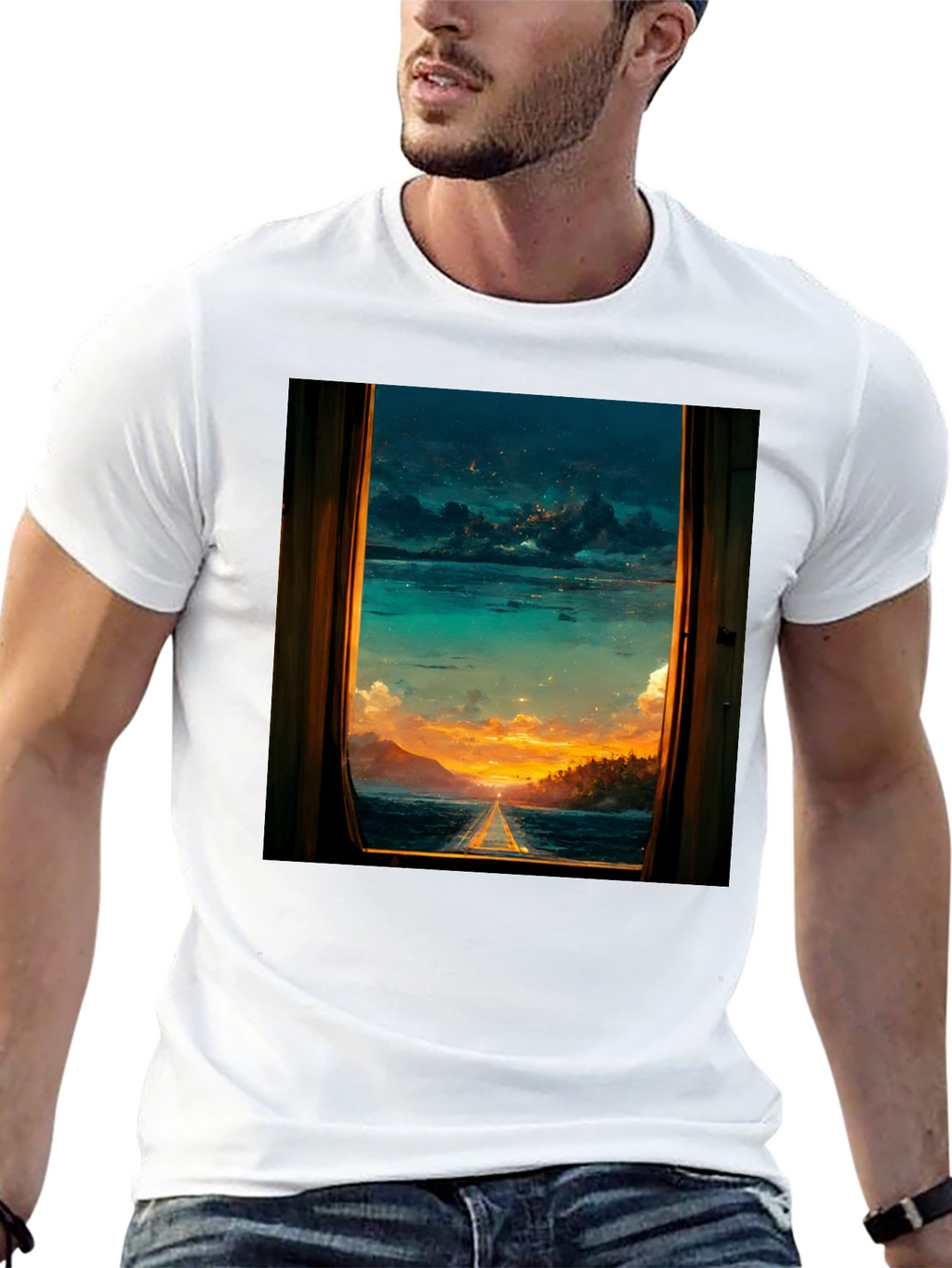 Sunset Window View Graphic T-Shirt
