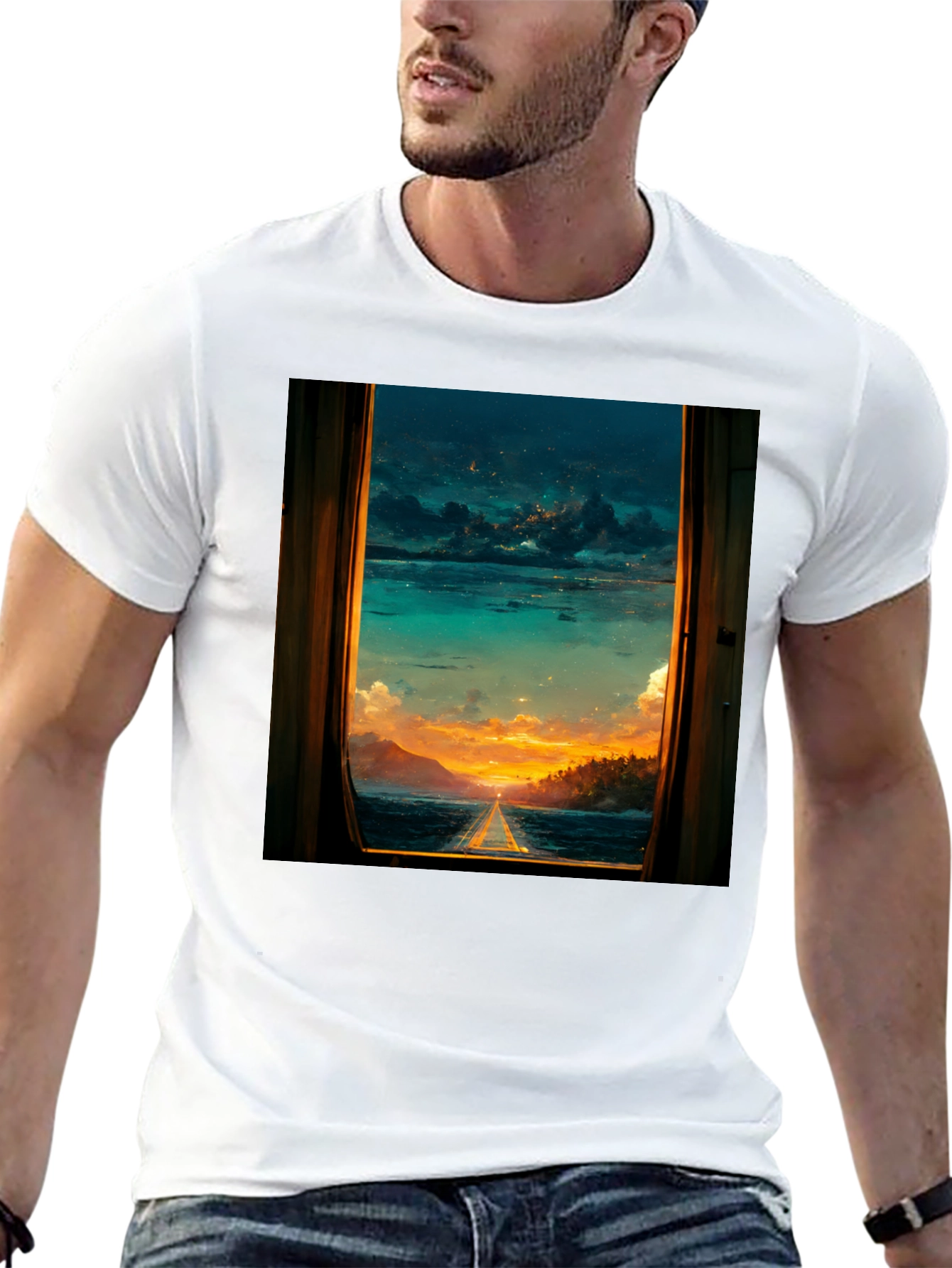 Sunset Window View Graphic T-Shirt