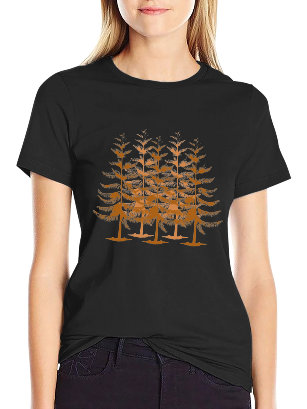 Abstract Tree Graphic Black T-Shirt
