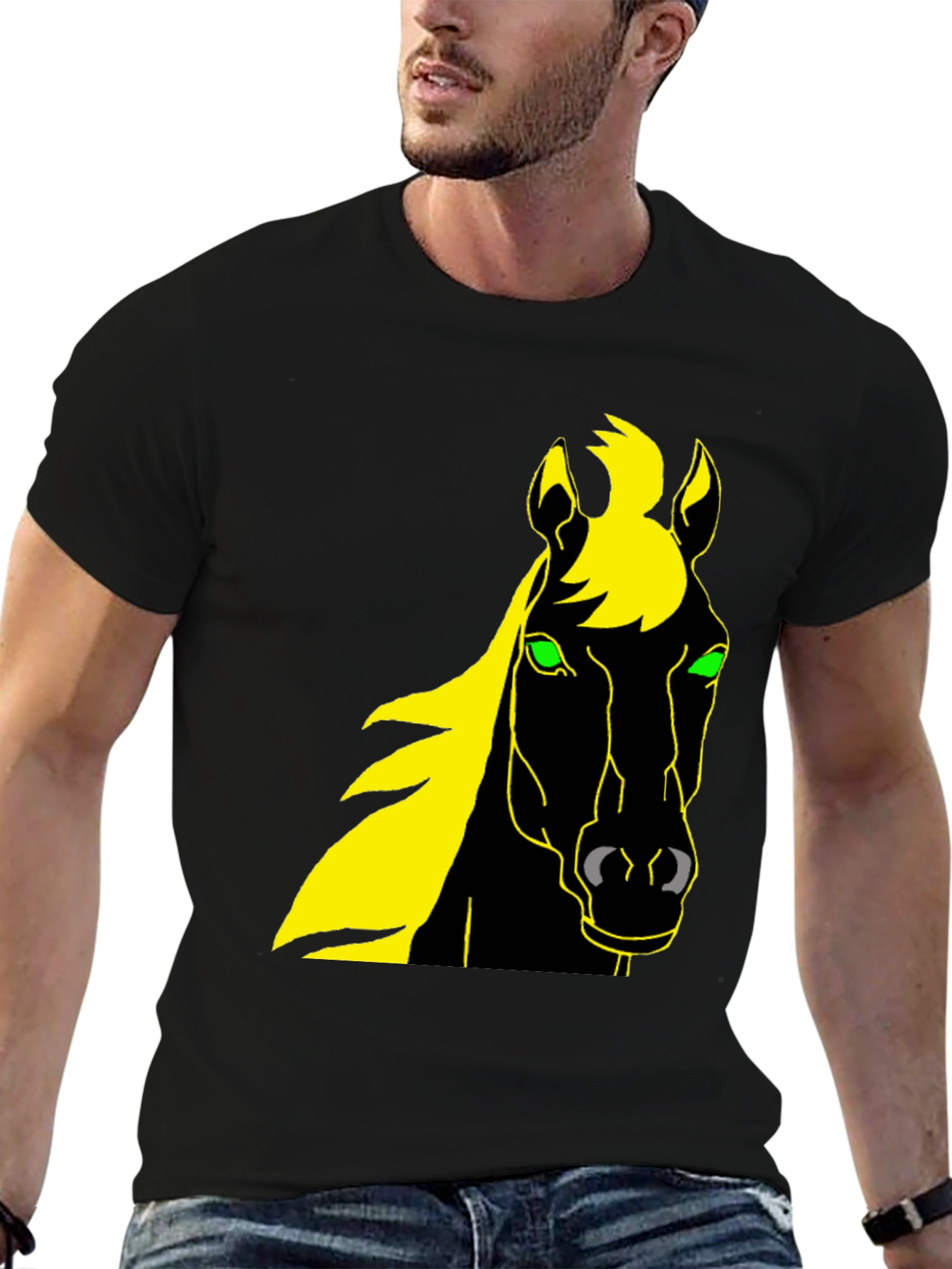 Horse Graphic Tee - Black T-Shirt with Bold Animal Design