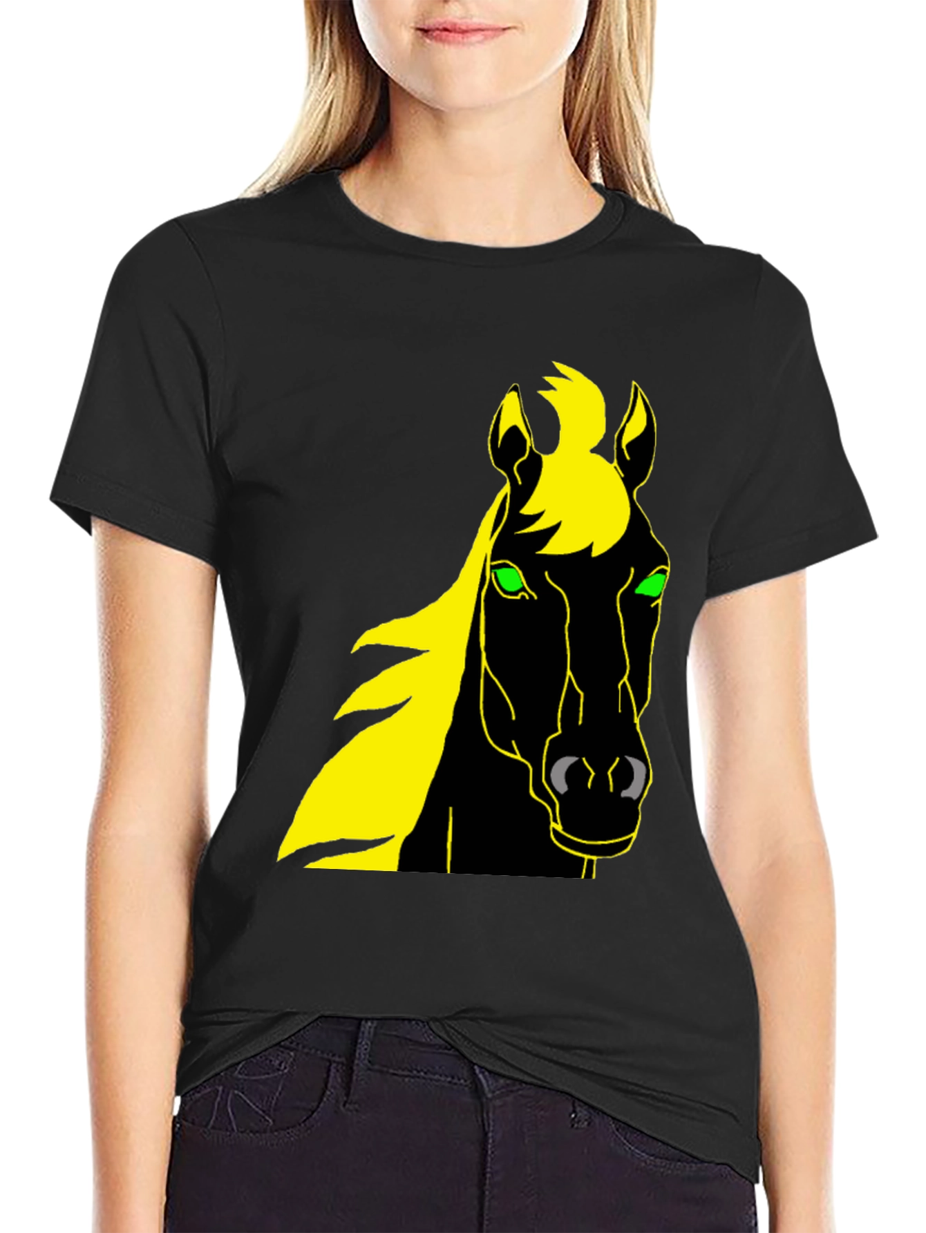 Horse Graphic Tee - Black T-Shirt with Bold Animal Design
