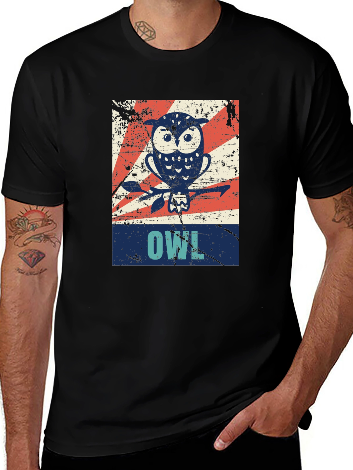 Vintage Owl Graphic Tee - Unisex Black T-Shirt