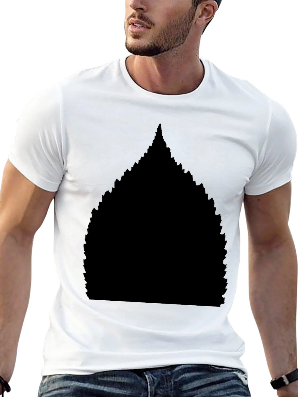 Mens Black Graphic Tee - Leaf Design