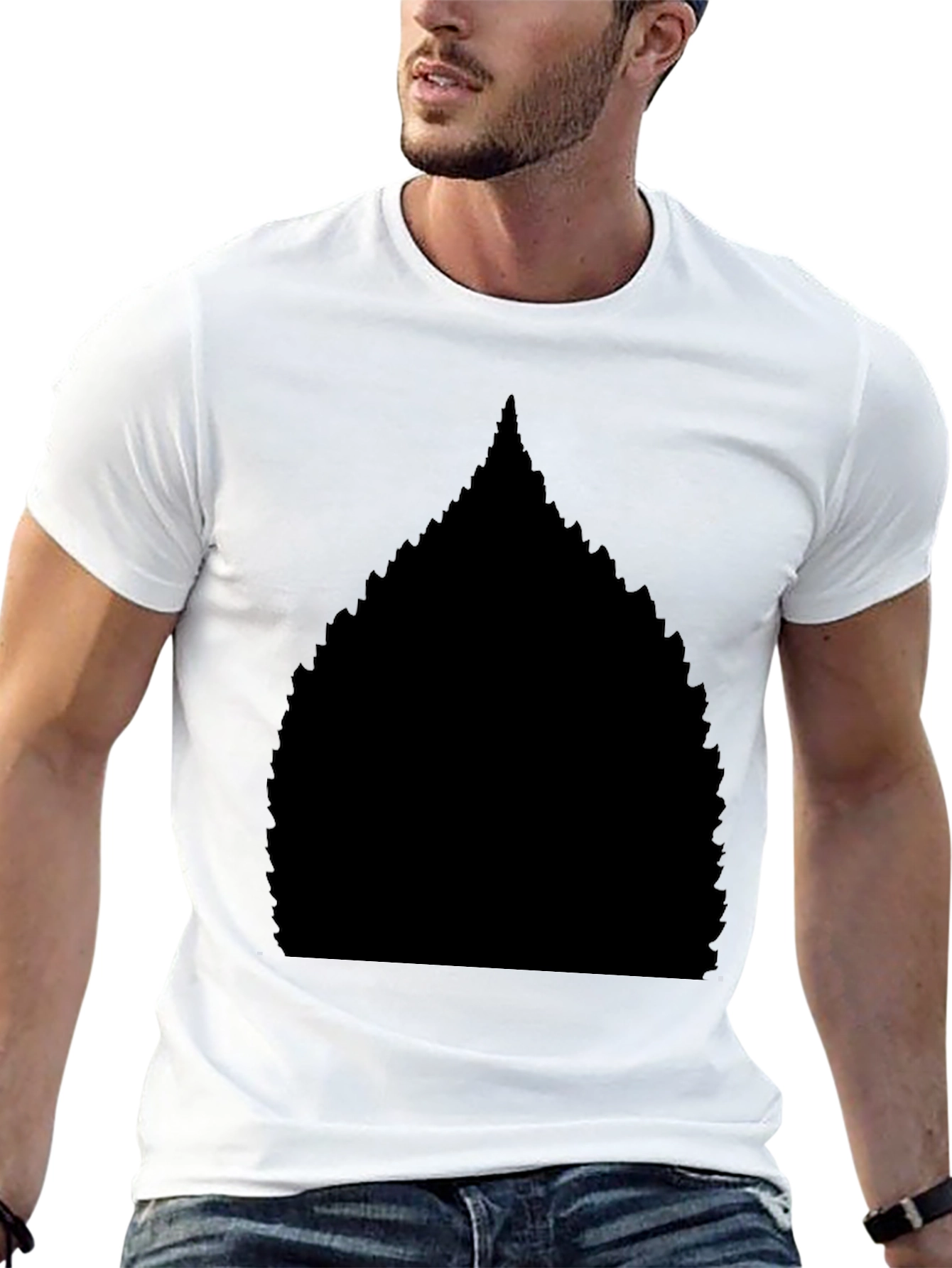 Mens Black Graphic Tee - Leaf Design