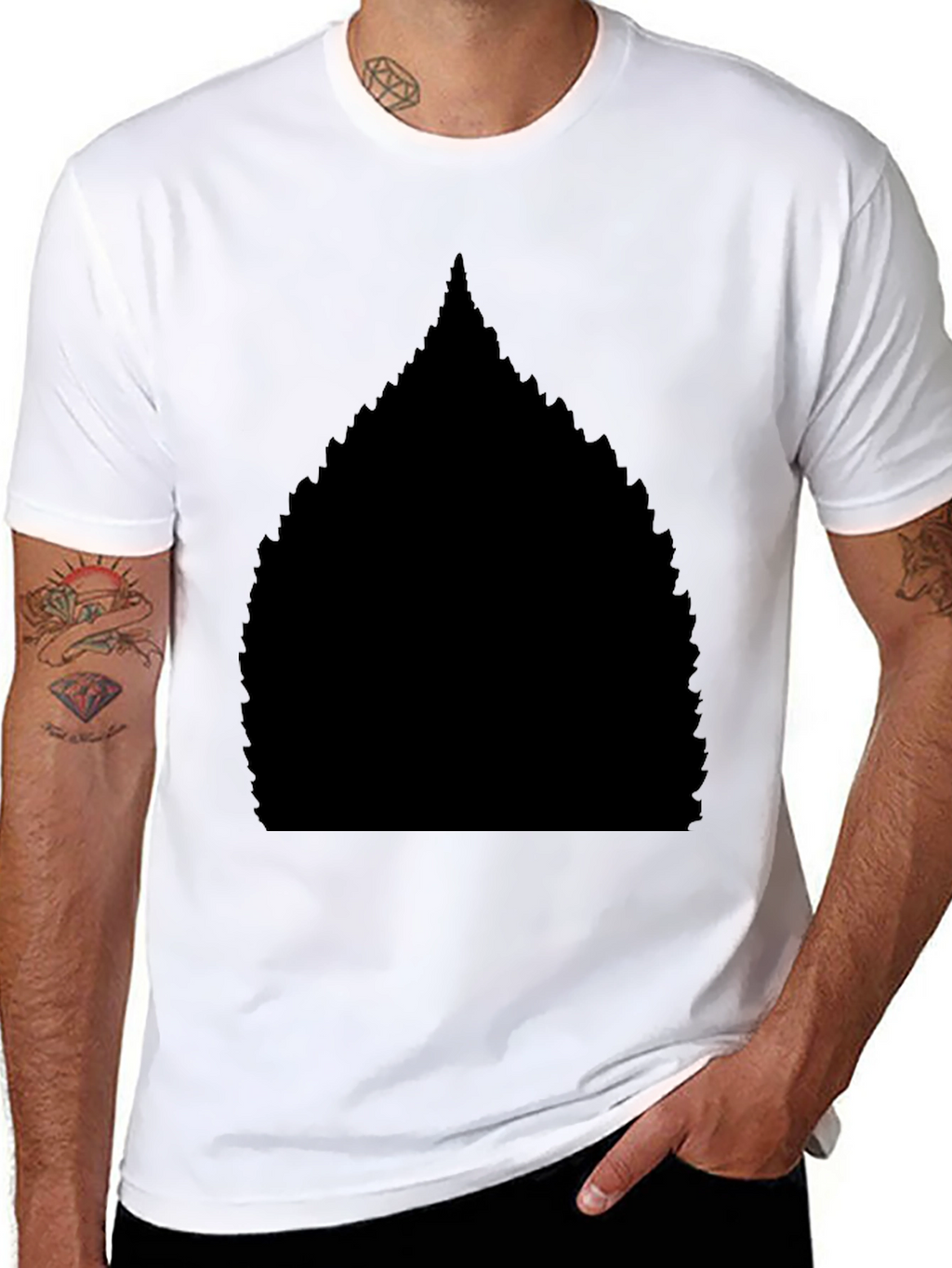 Mens Black Graphic Tee - Leaf Design