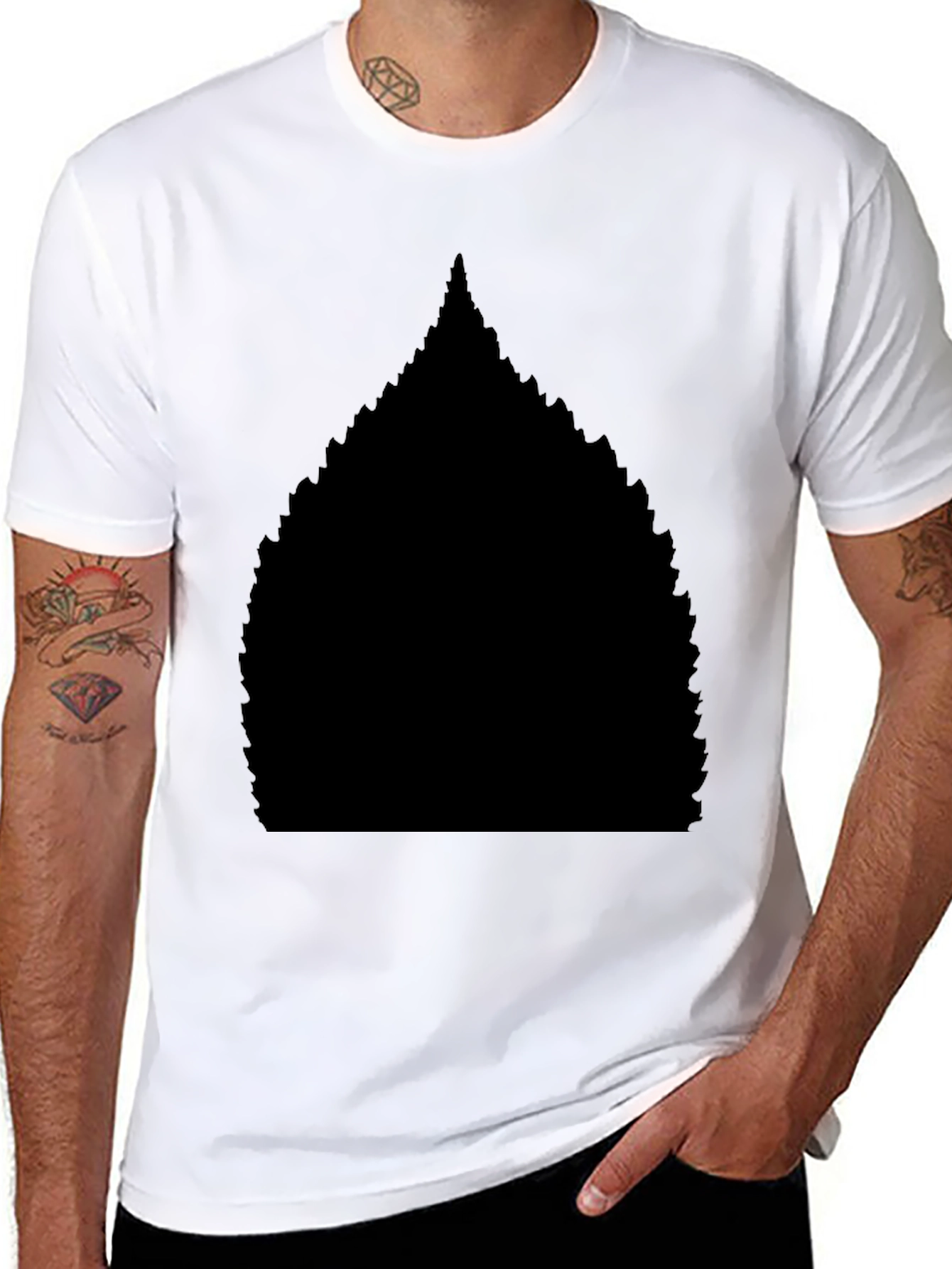 Mens Black Graphic Tee - Leaf Design