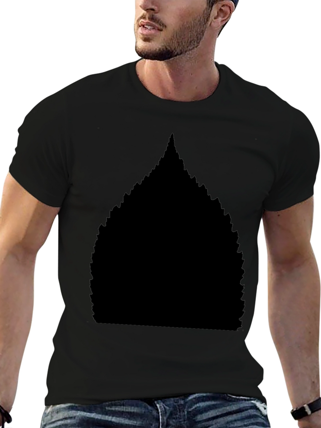 Mens Black Graphic Tee - Leaf Design