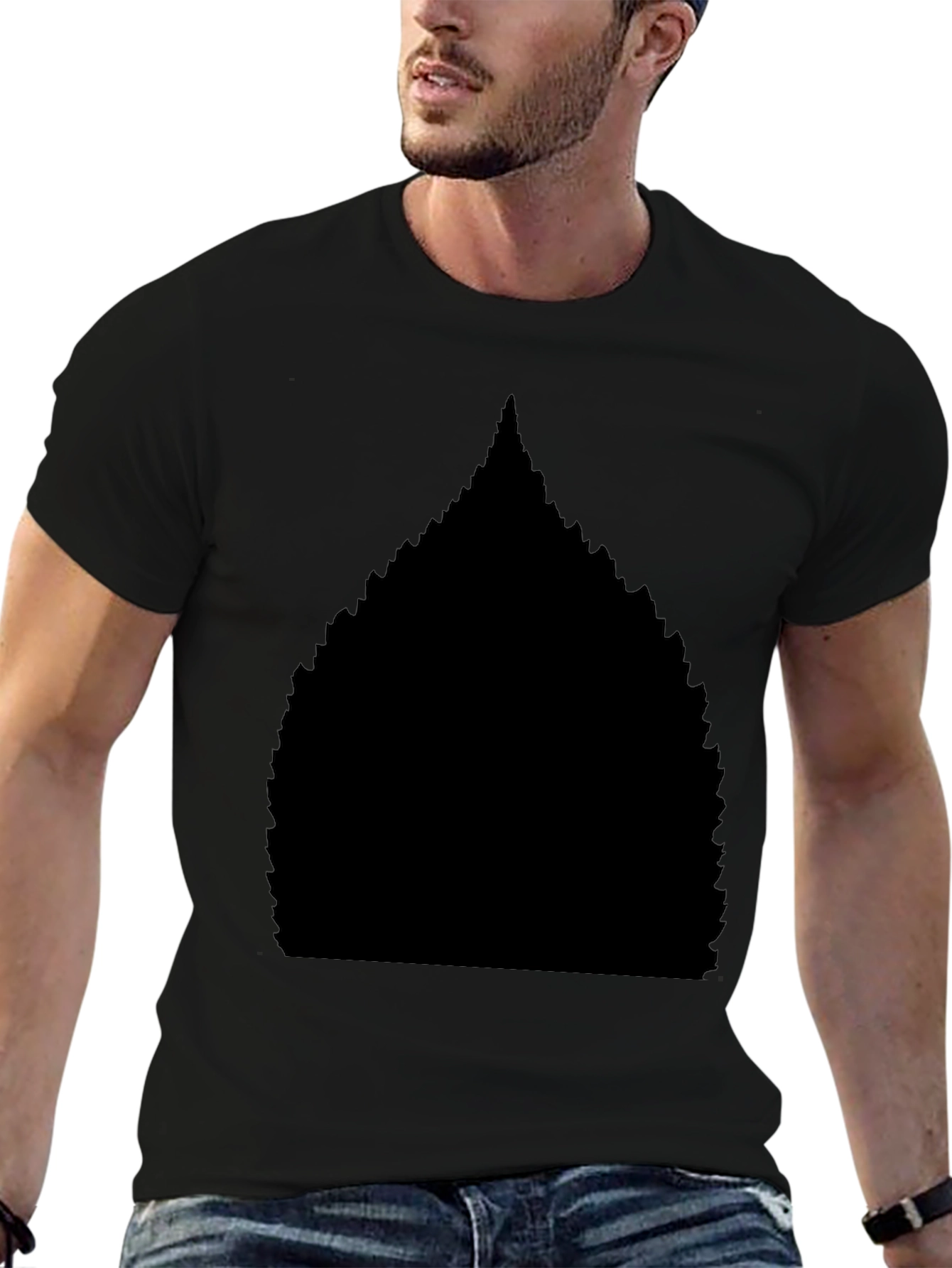 Mens Black Graphic Tee - Leaf Design