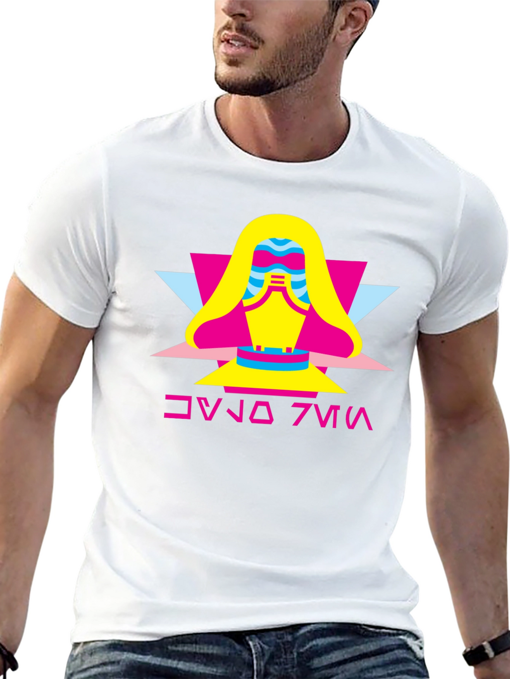 Geometric Retro Graphic Tee - Black