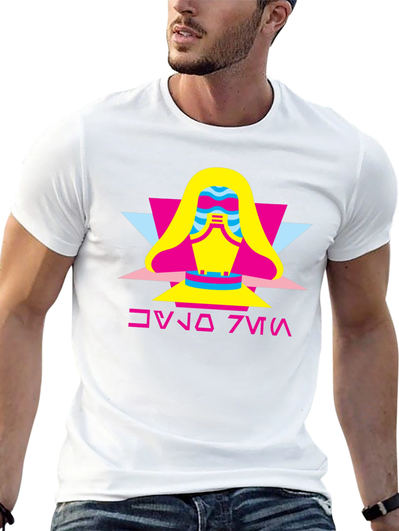Geometric Retro Graphic Tee - Black