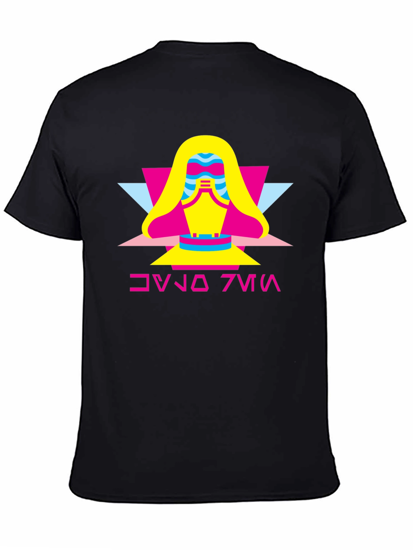 Geometric Retro Graphic Tee - Black