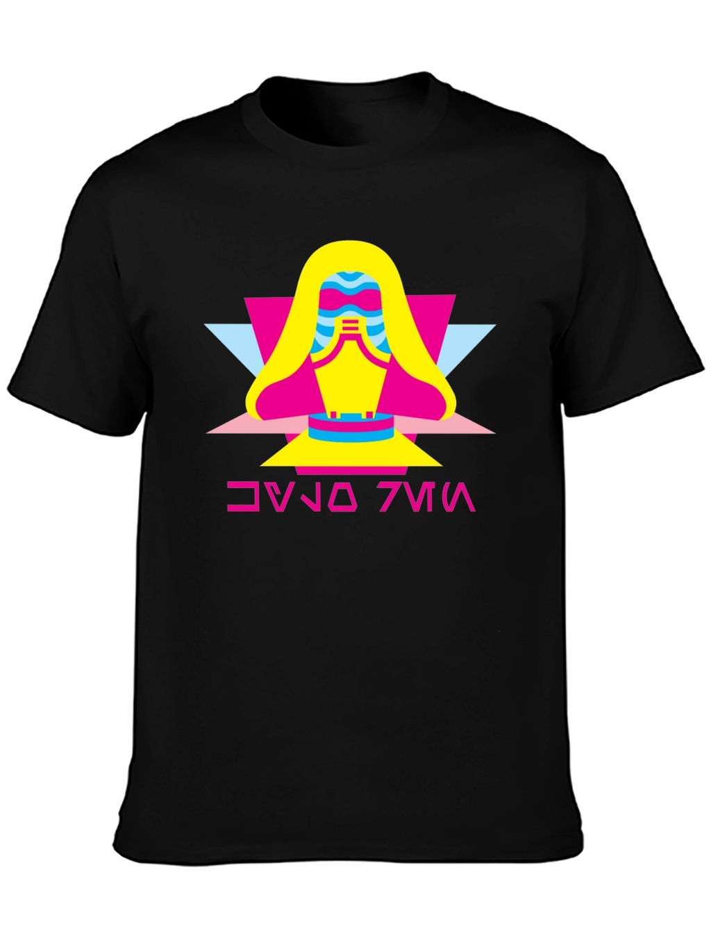Geometric Retro Graphic Tee - Black