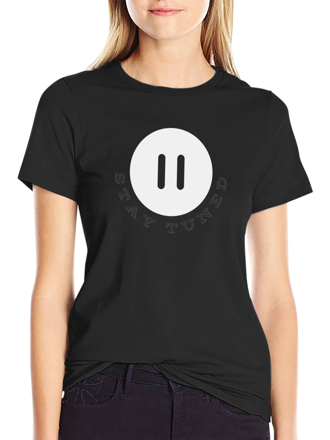 Stay Tuned Pause Button T-Shirt - Modern Graphic Tee