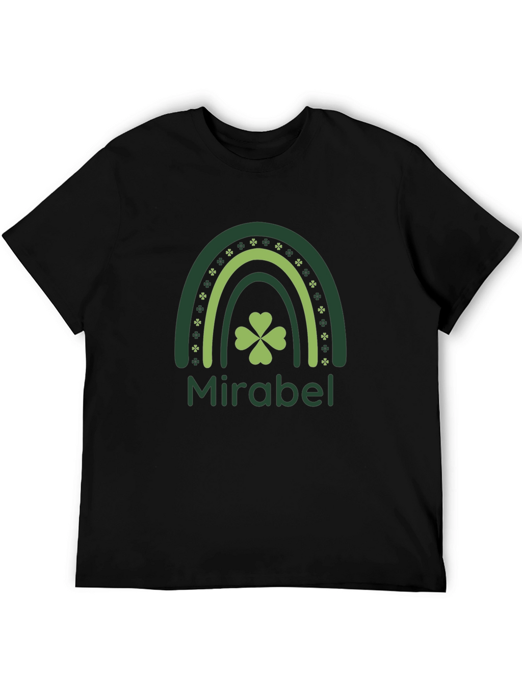 St. Patricks Day Mirabel Clover Rainbow Black T-Shirt