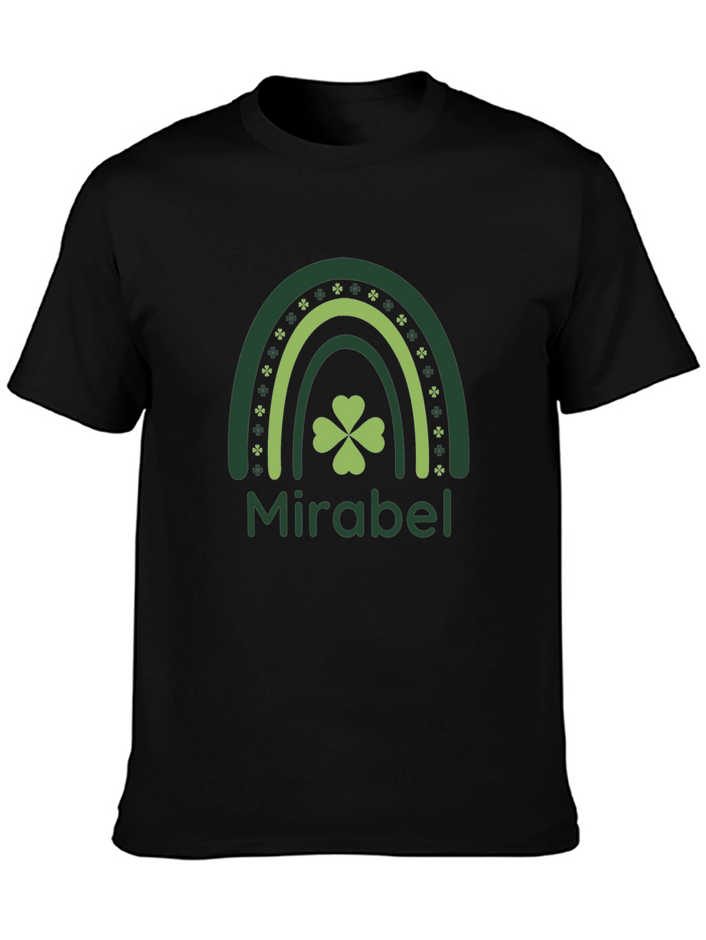 St. Patricks Day Mirabel Clover Rainbow Black T-Shirt