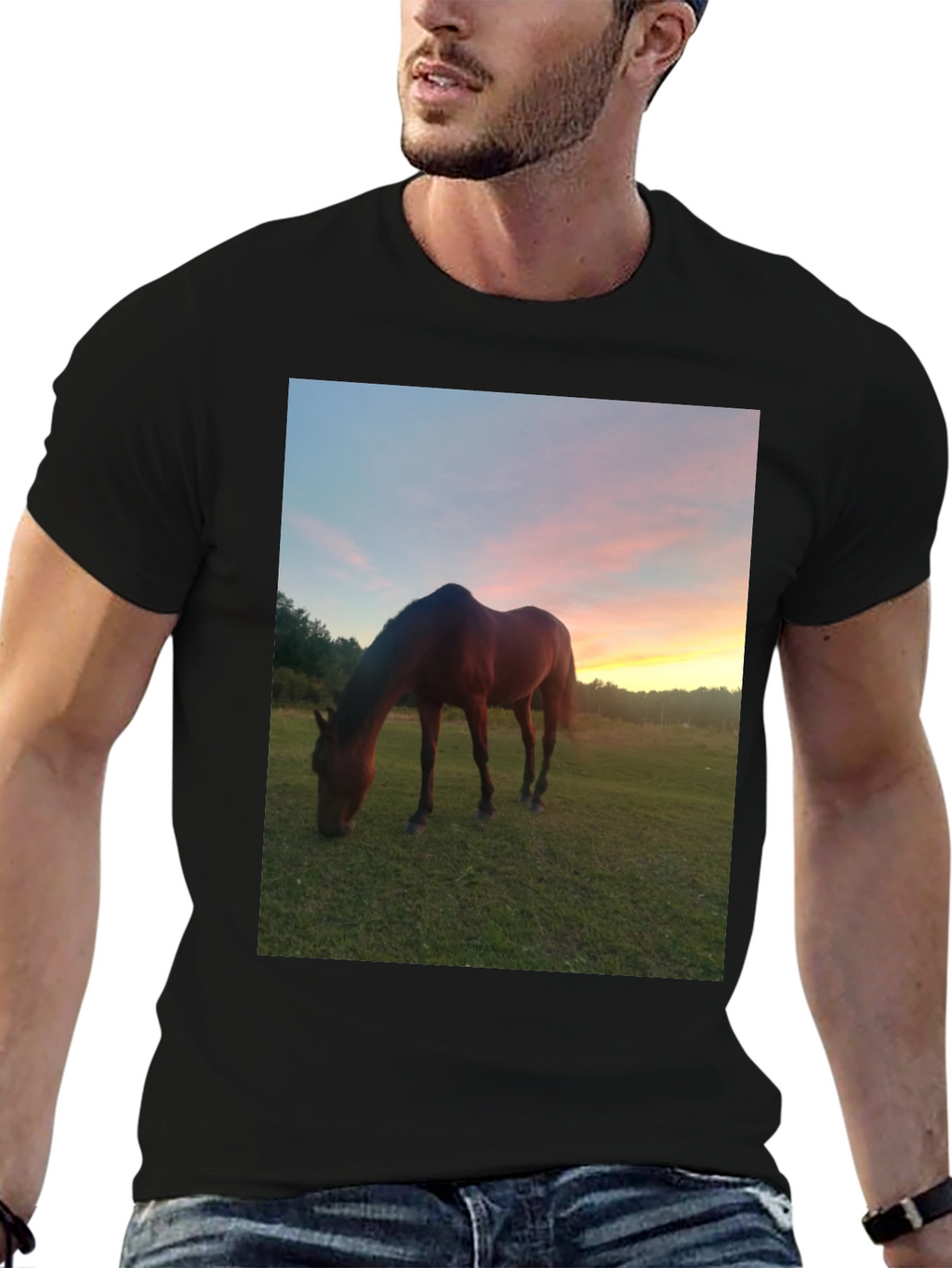 Horse Sunset Graphic Tee - Nature Lover Shirt