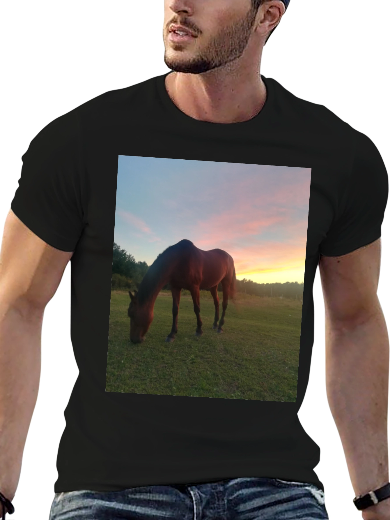 Horse Sunset Graphic Tee - Nature Lover Shirt