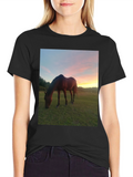Horse Sunset Graphic Tee - Nature Lover Shirt