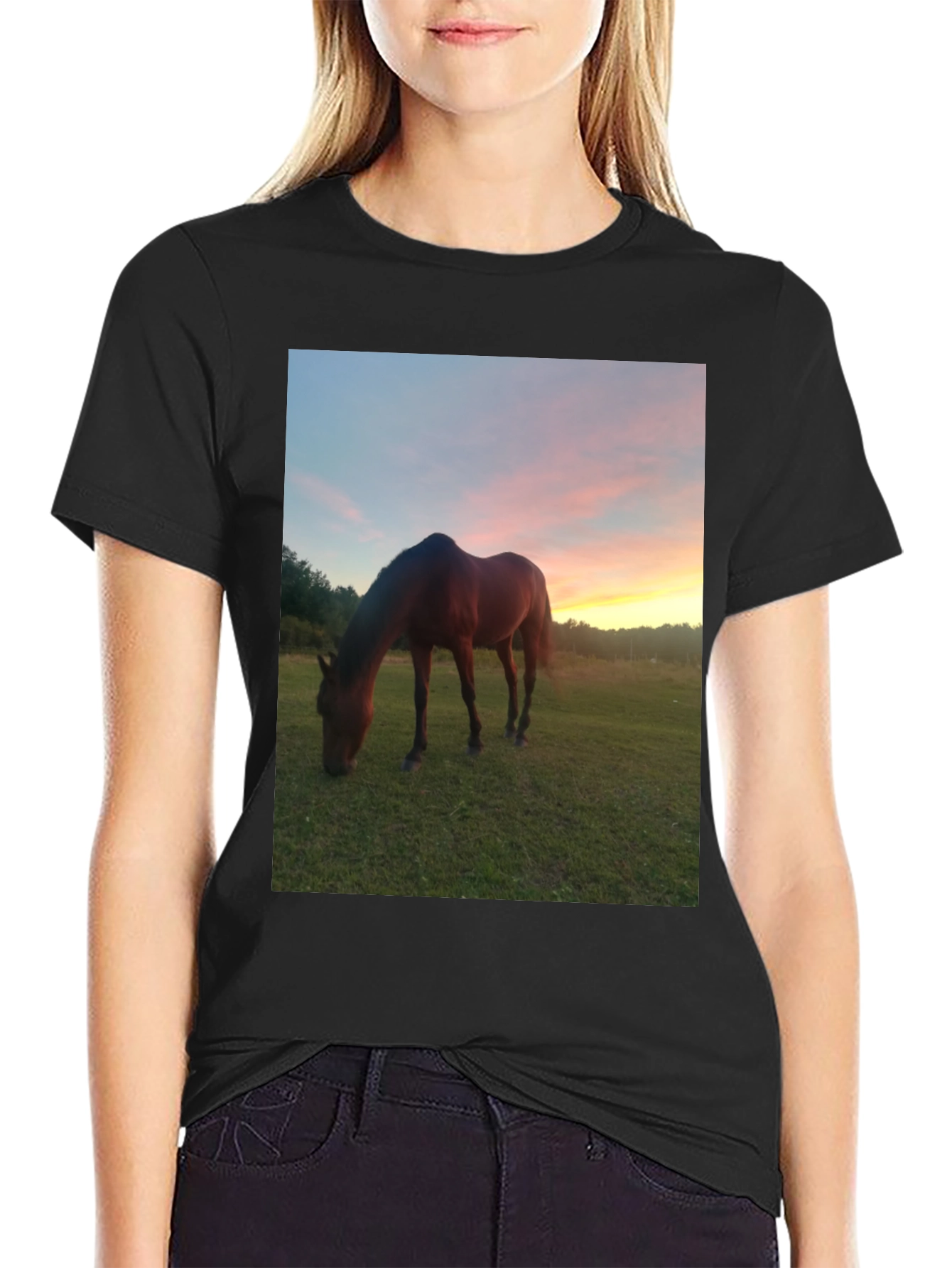 Horse Sunset Graphic Tee - Nature Lover Shirt