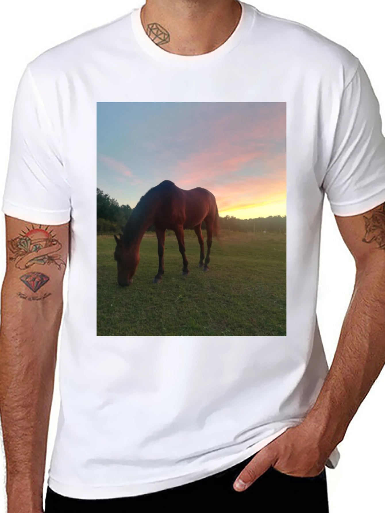 Horse Sunset Graphic Tee - Nature Lover Shirt