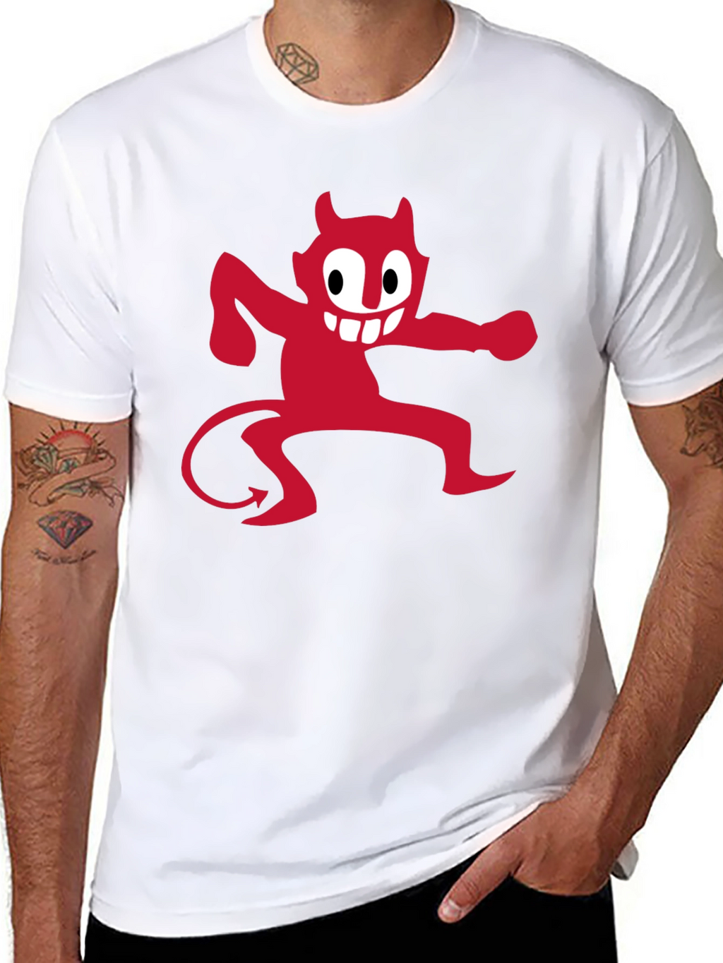 Red Devil Graphic Print Black T-Shirt